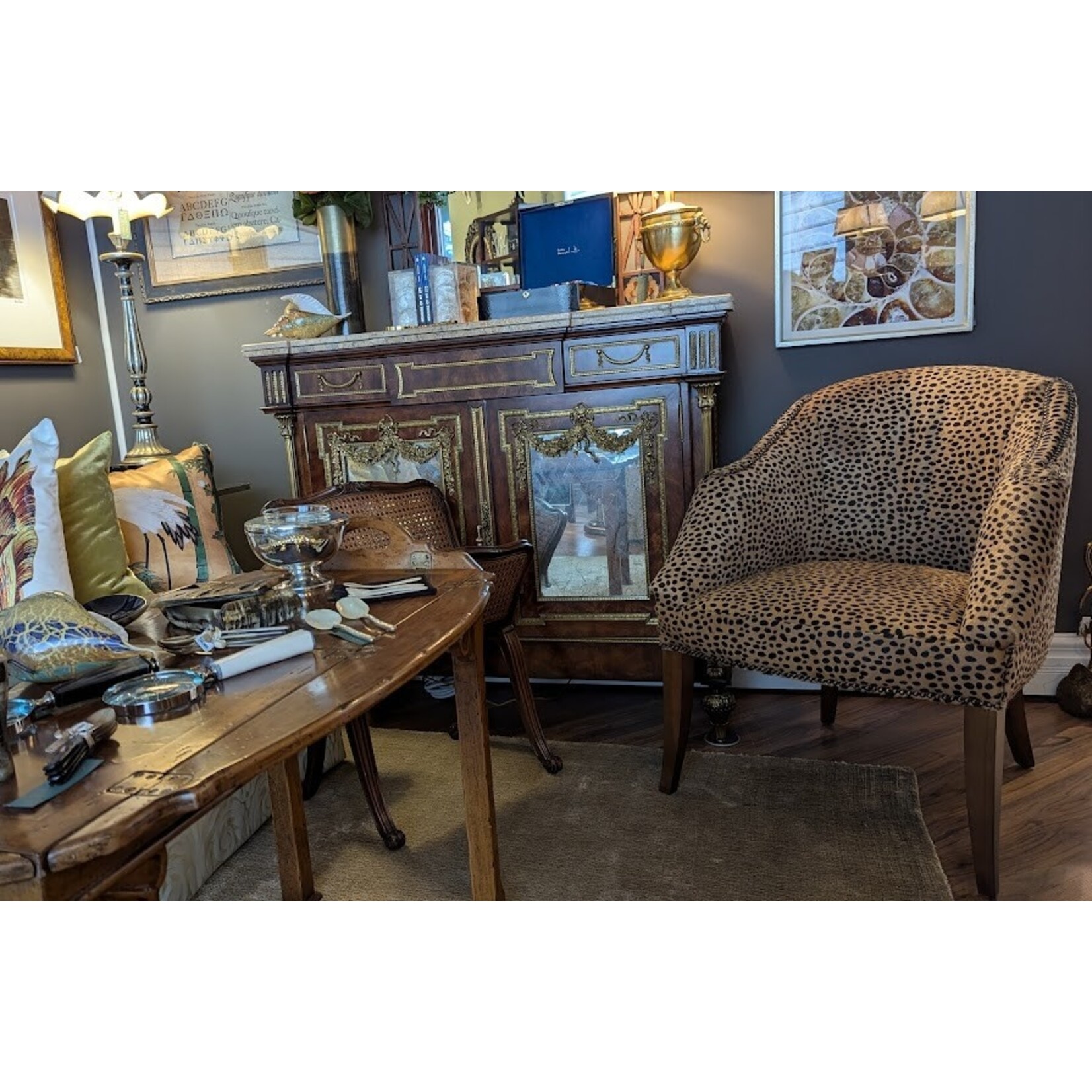 Sherrill Furniture Whittemore Cotswo Chair Hair on Hide Natural Cheetah