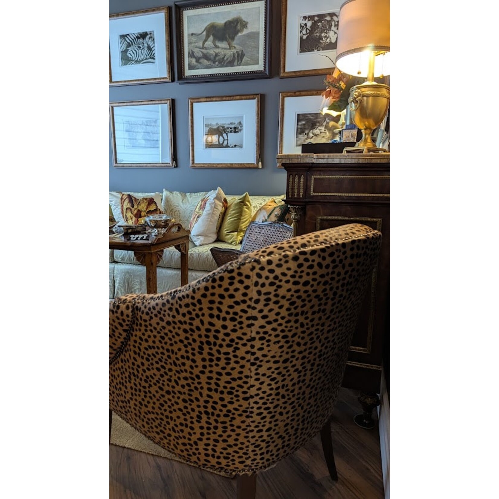 Sherrill Furniture Whittemore Cotswo Chair Hair on Hide Natural Cheetah
