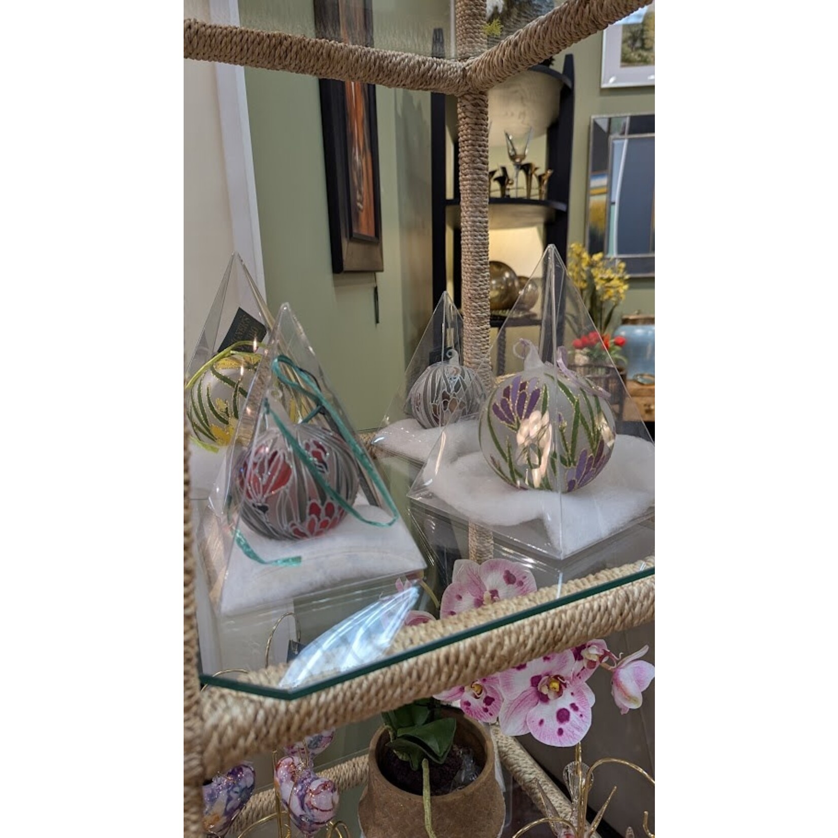 Peter's Seasons Hand Painted Spring Flower Glass Ornament Large