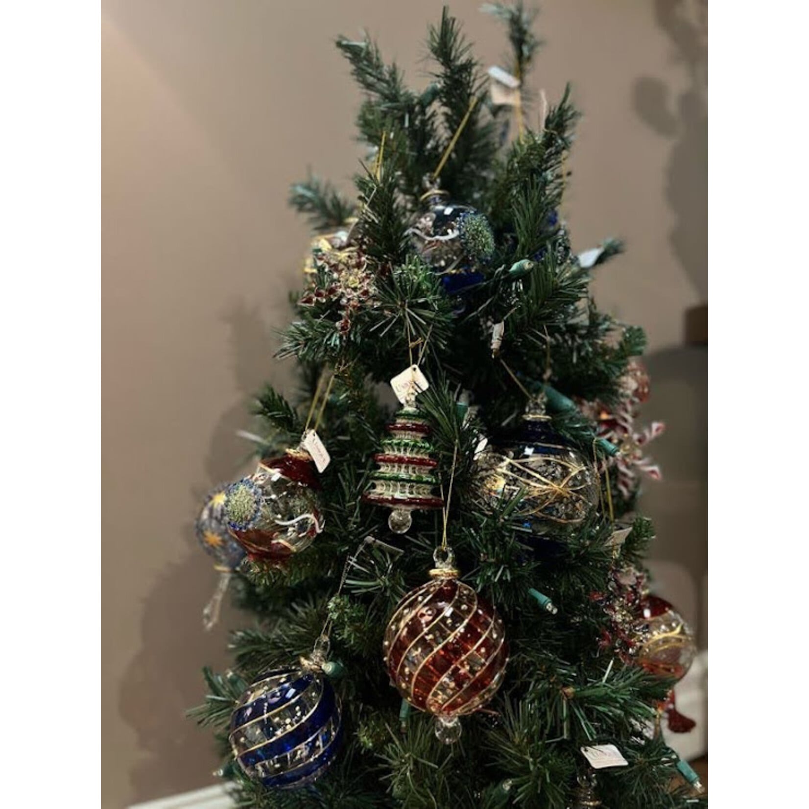 Unique Tradings Blue & Gold Plated Large Glass Ball Ornament