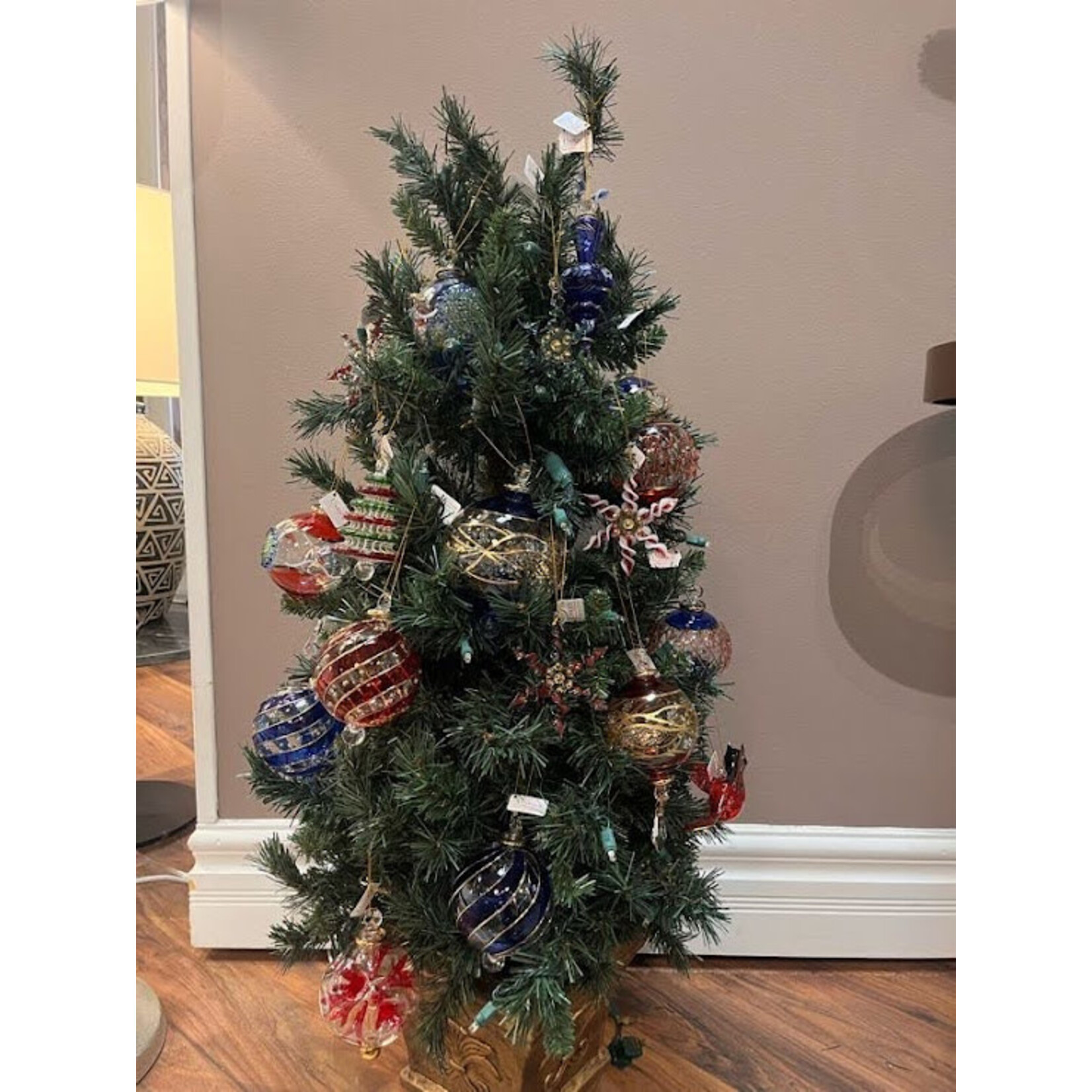 Unique Tradings Glass Ball Blue & Gold Plated Large Ornament