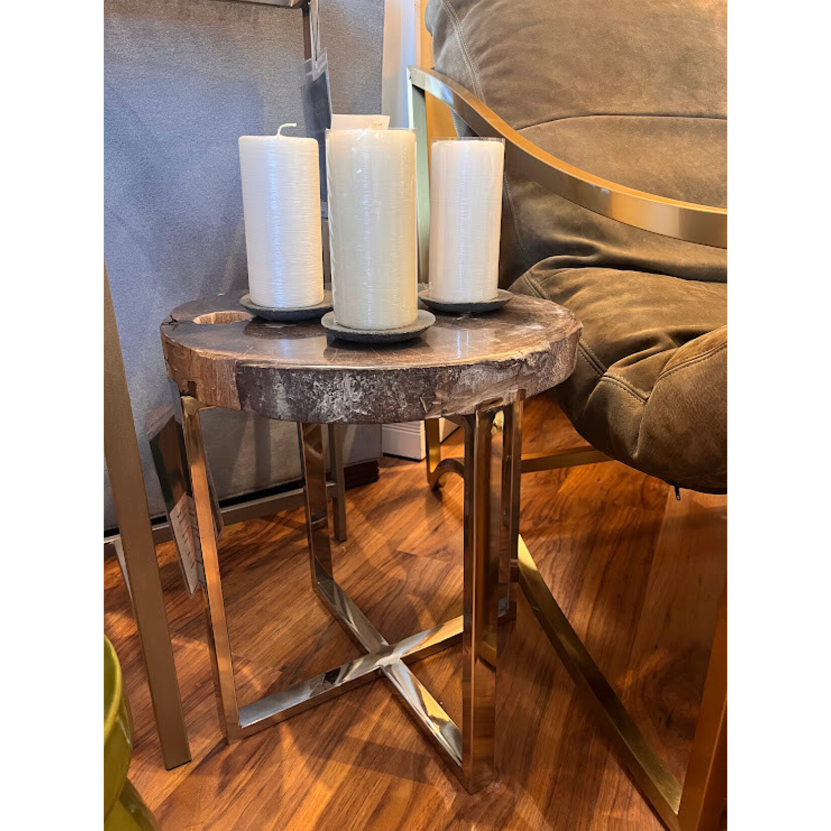 Blue Ocean Traders Petrified Wood Side Table Small