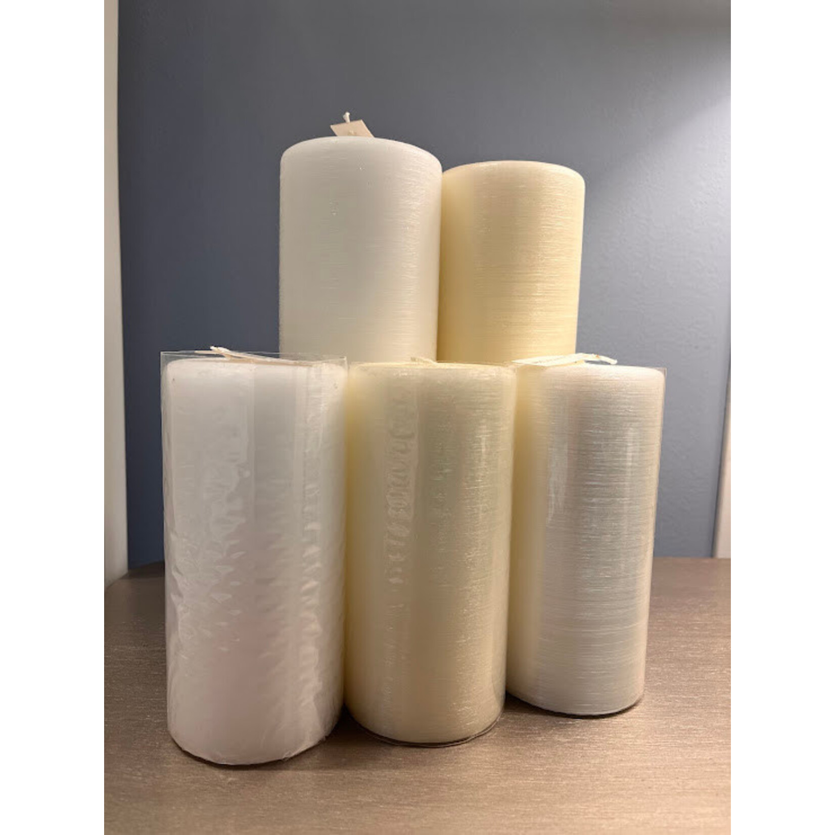 Point a la Ligne Large Pillar White Candle