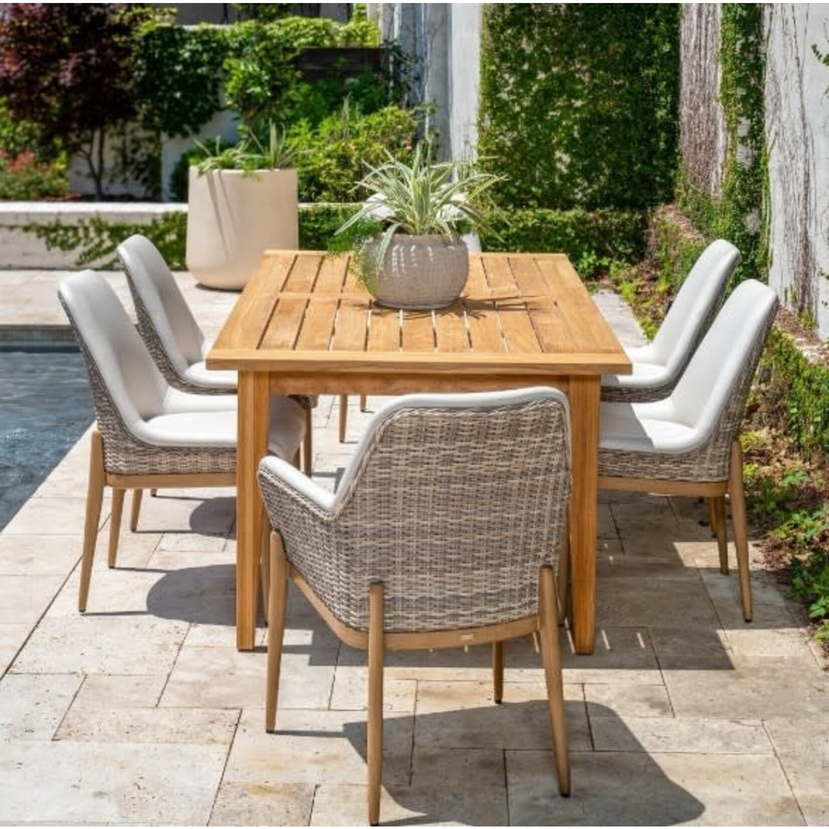 Summer Classics Palma Vinyl Natural Linen Wicker Outdoor Side Chair