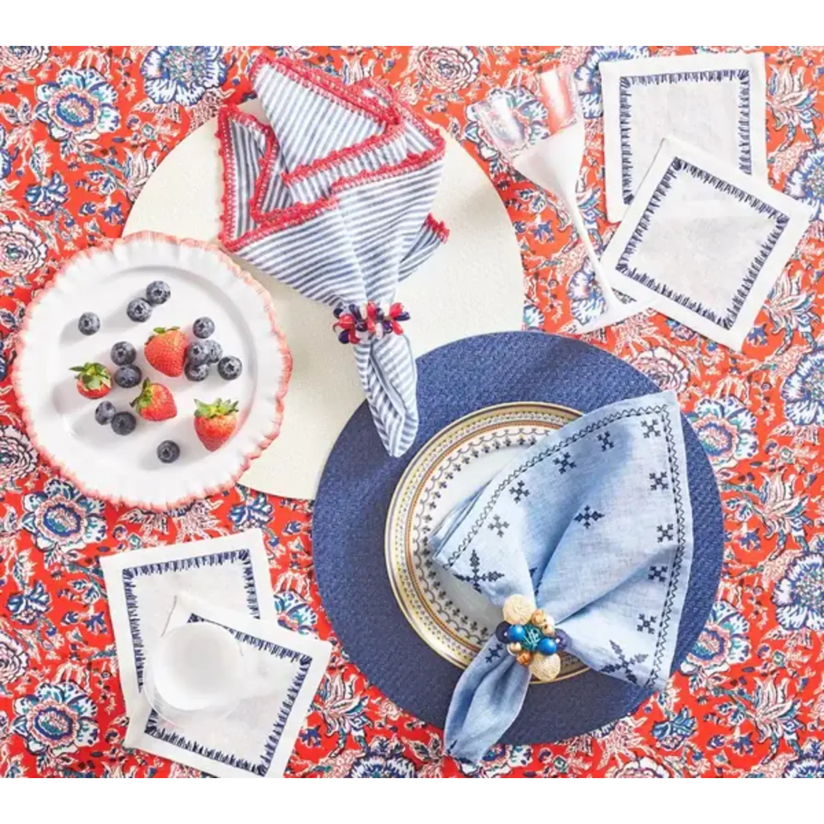 Kim Seybert Fez Napkin Periwinkle & Navy