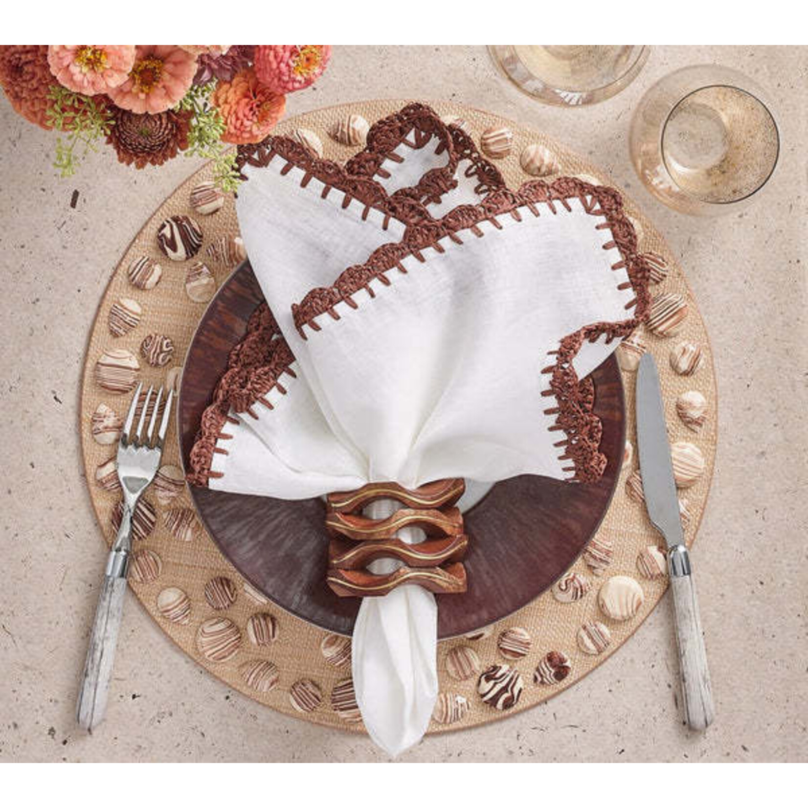 Kim Seybert Pavilion Napkin Ring Brown & Gold