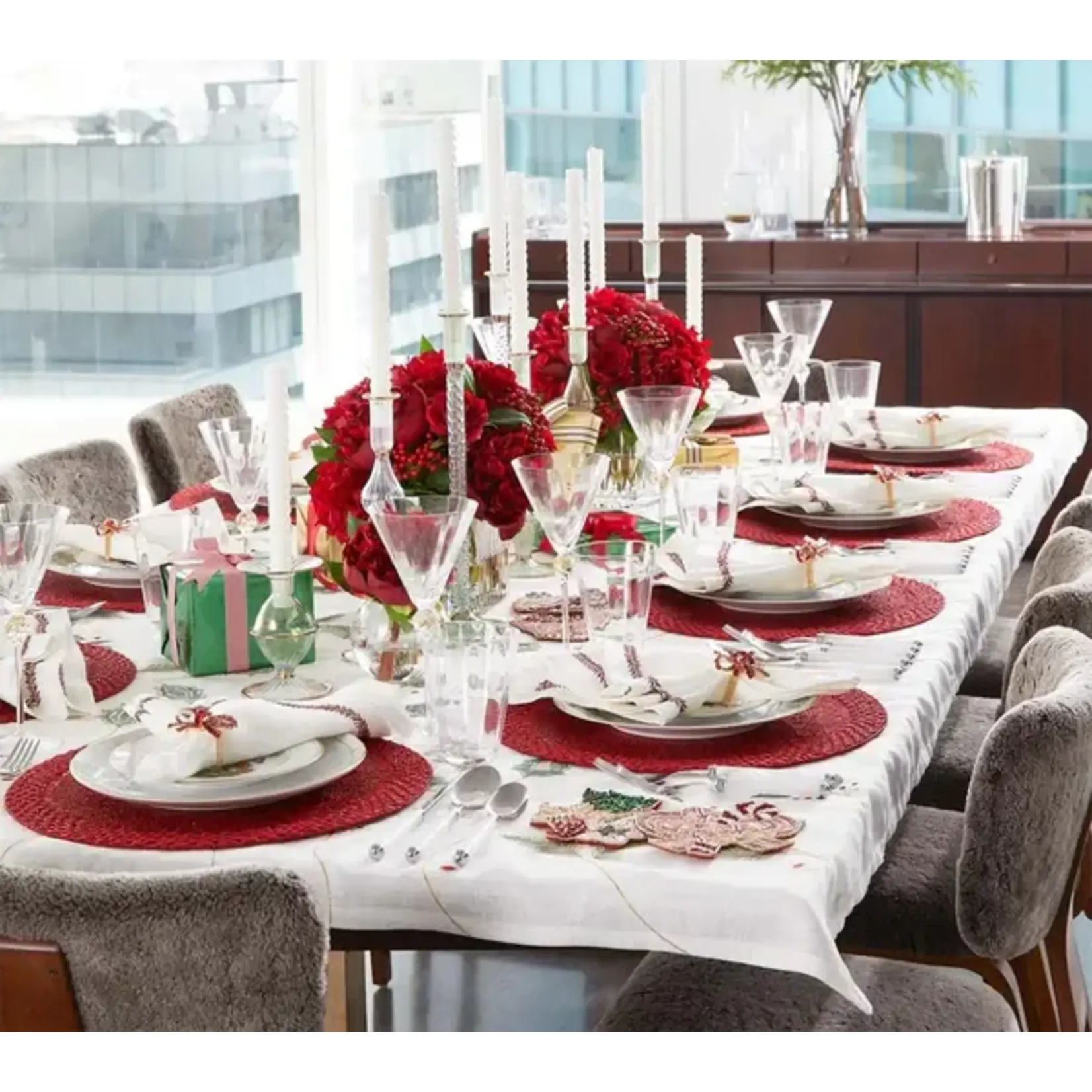 Kim Seybert Jeweled Bow Red Napkin Ring Set of 4