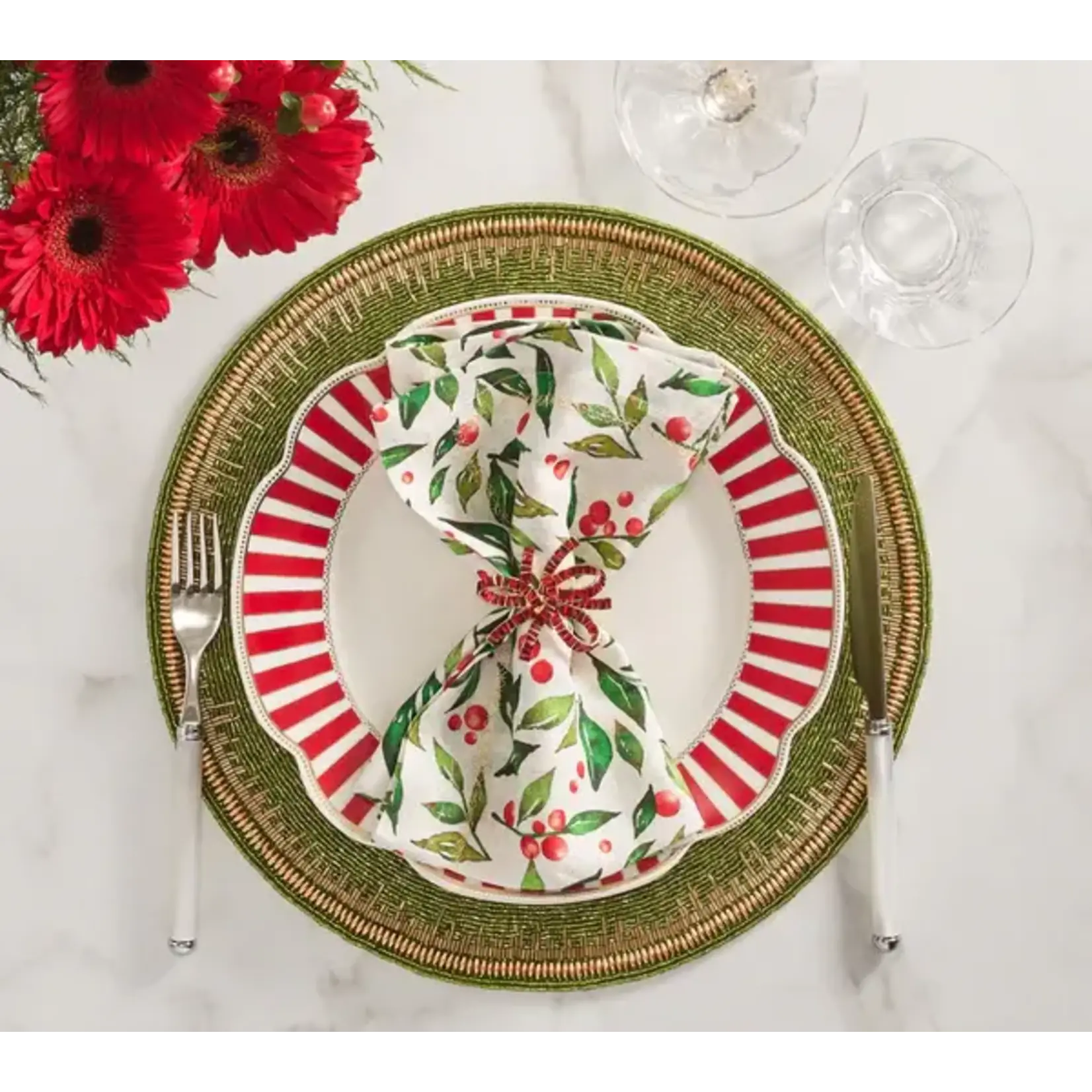 Kim Seybert Jeweled Bow Red Napkin Ring Set of 4