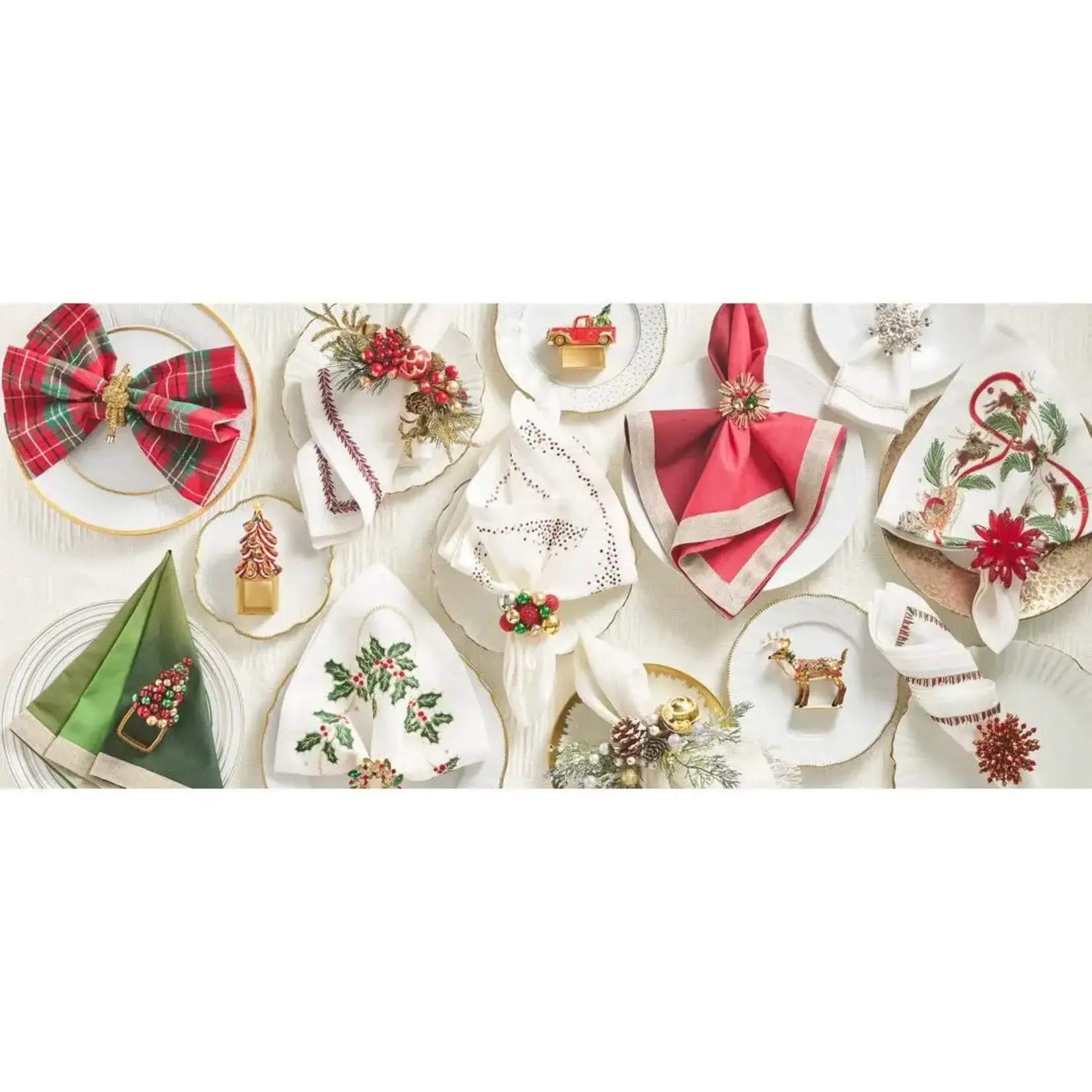Kim Seybert Bijoux Napkin Ring in Red, Green & Gold Set of 4