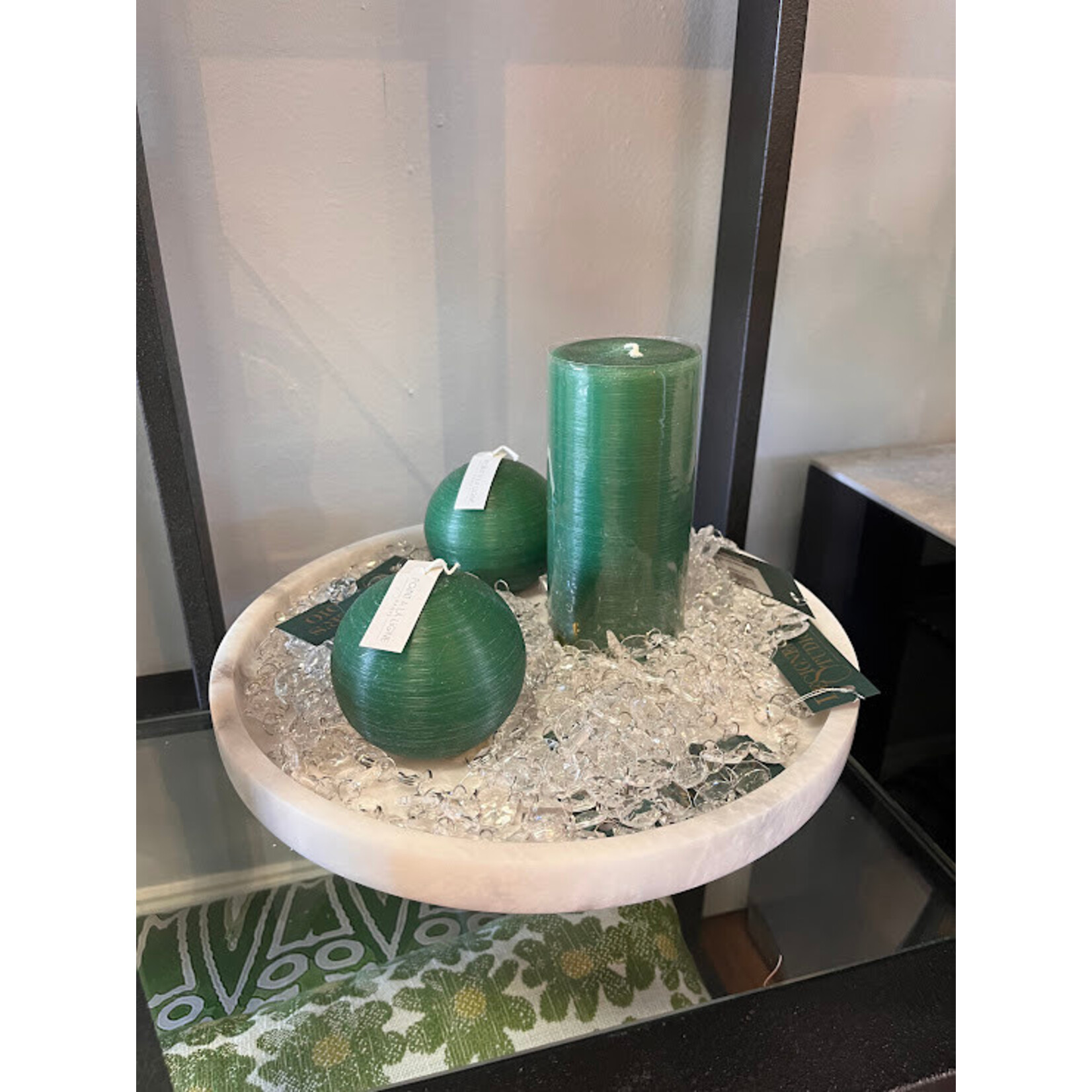 Point a la Ligne Large Pillar Green Candle