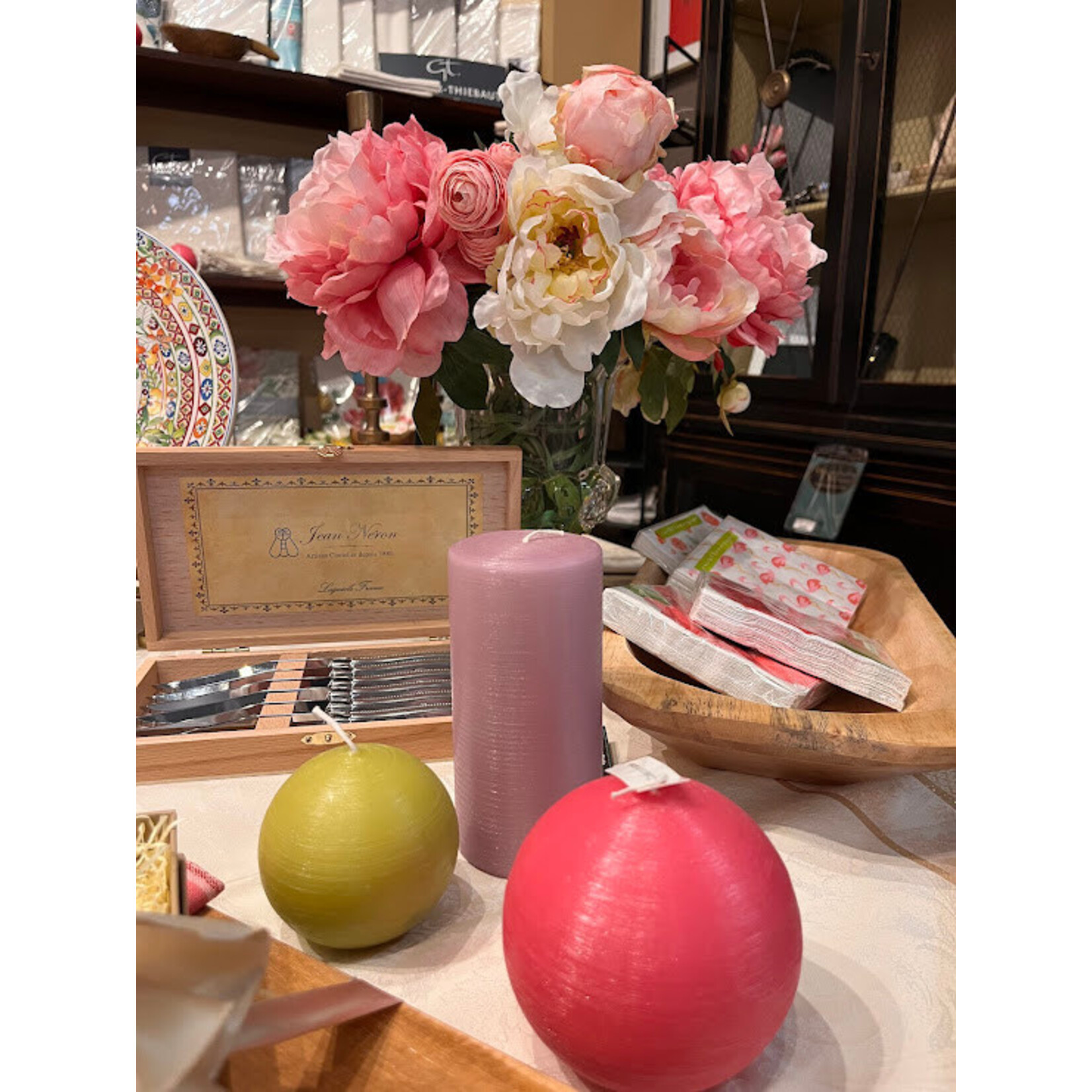 Point a la Ligne Sphere #3 Peony Candle