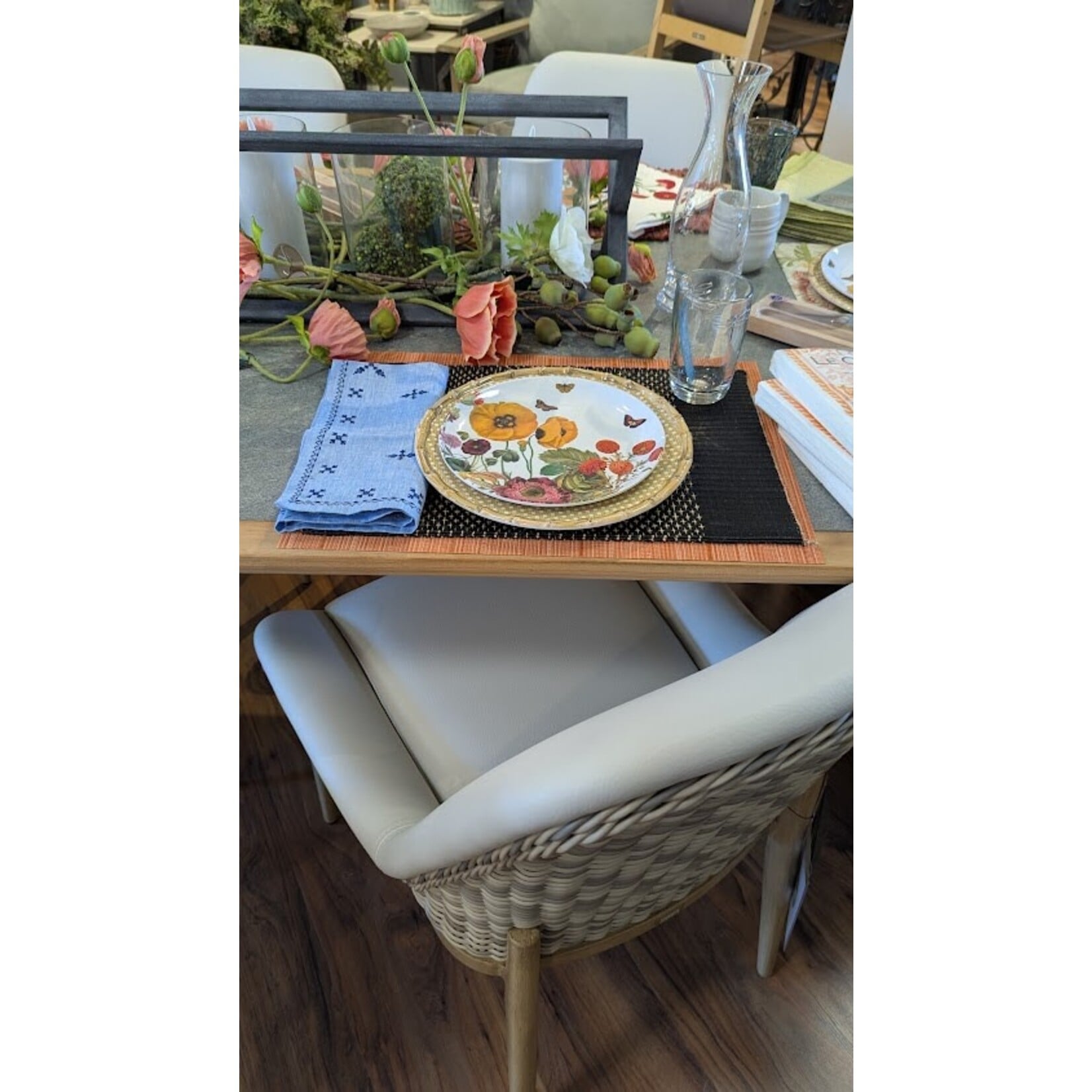 Summer Classics Palma Vinyl Natural Linen Wicker Outdoor Side Chair