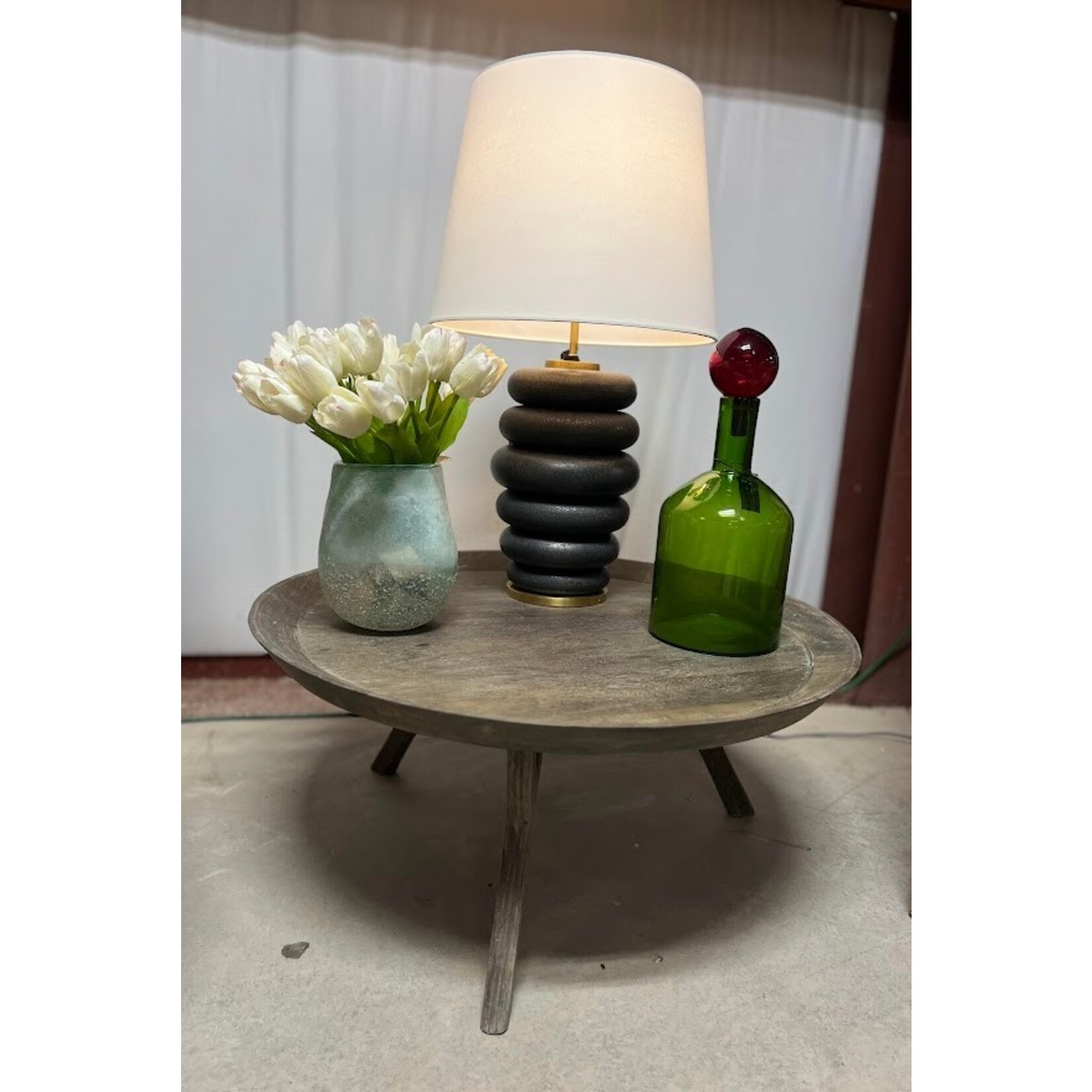 Arteriors Grey Low Round Cocktail Table