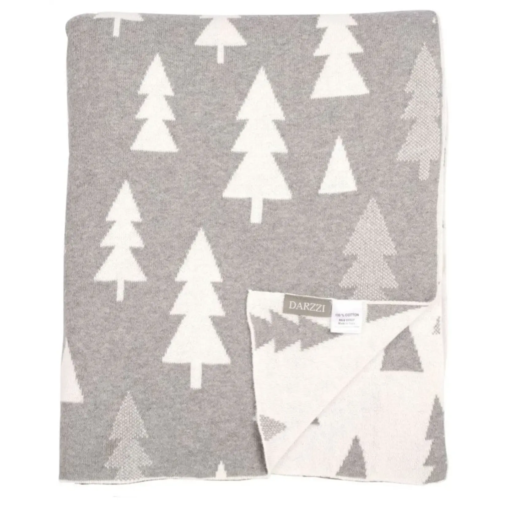 Darzzi LLC Pine Tree Gray & White Knitted Throw Blanket