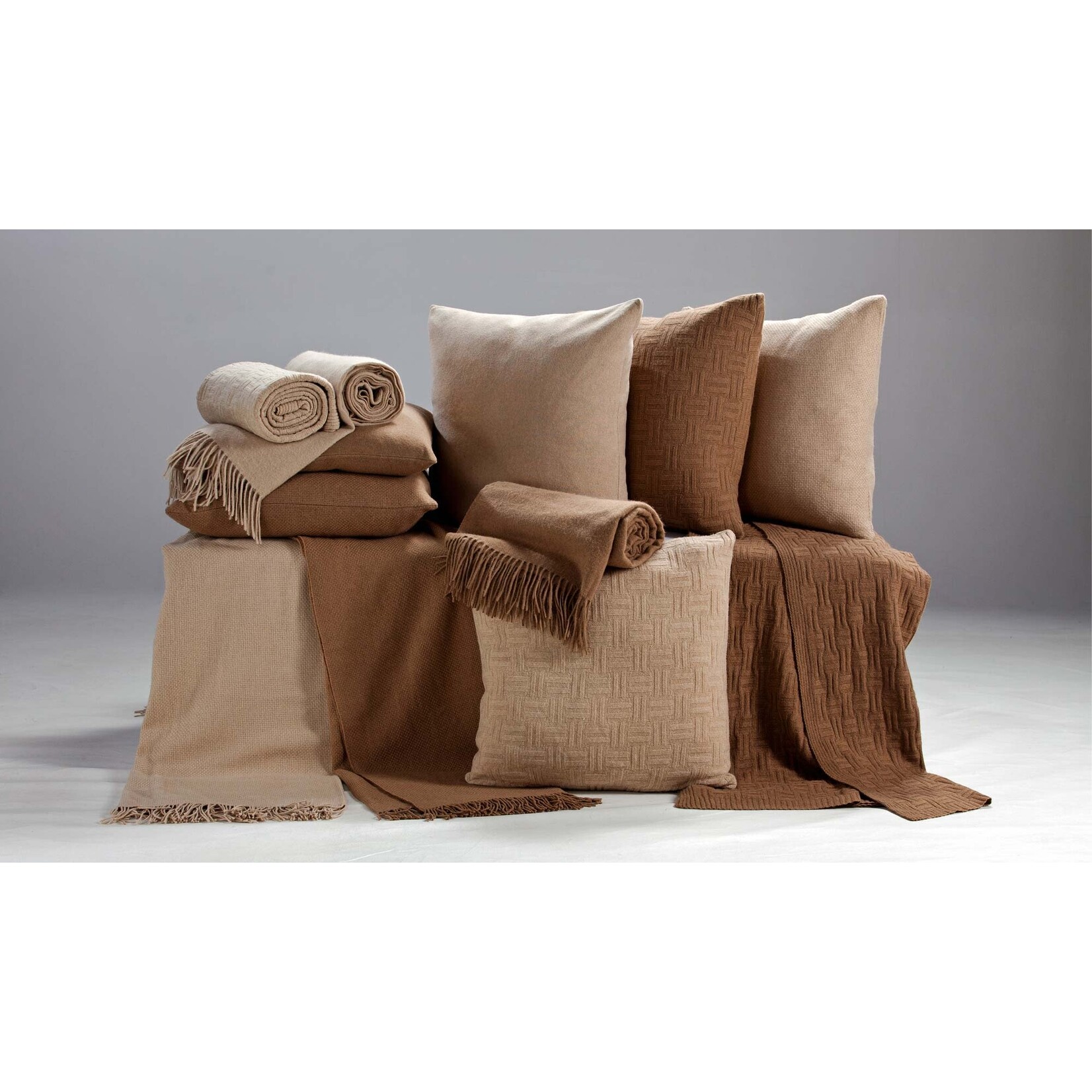 Fibre by Auskin Achelous Camel Hair Throw Blanket White 59x79