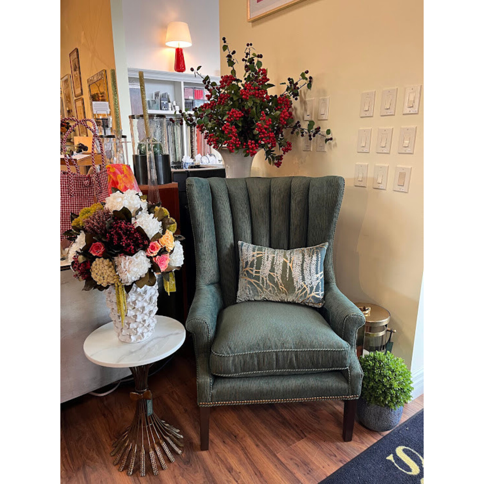 Kevin O'Brien Studio Willow Metallic Velvet Pillow Basil