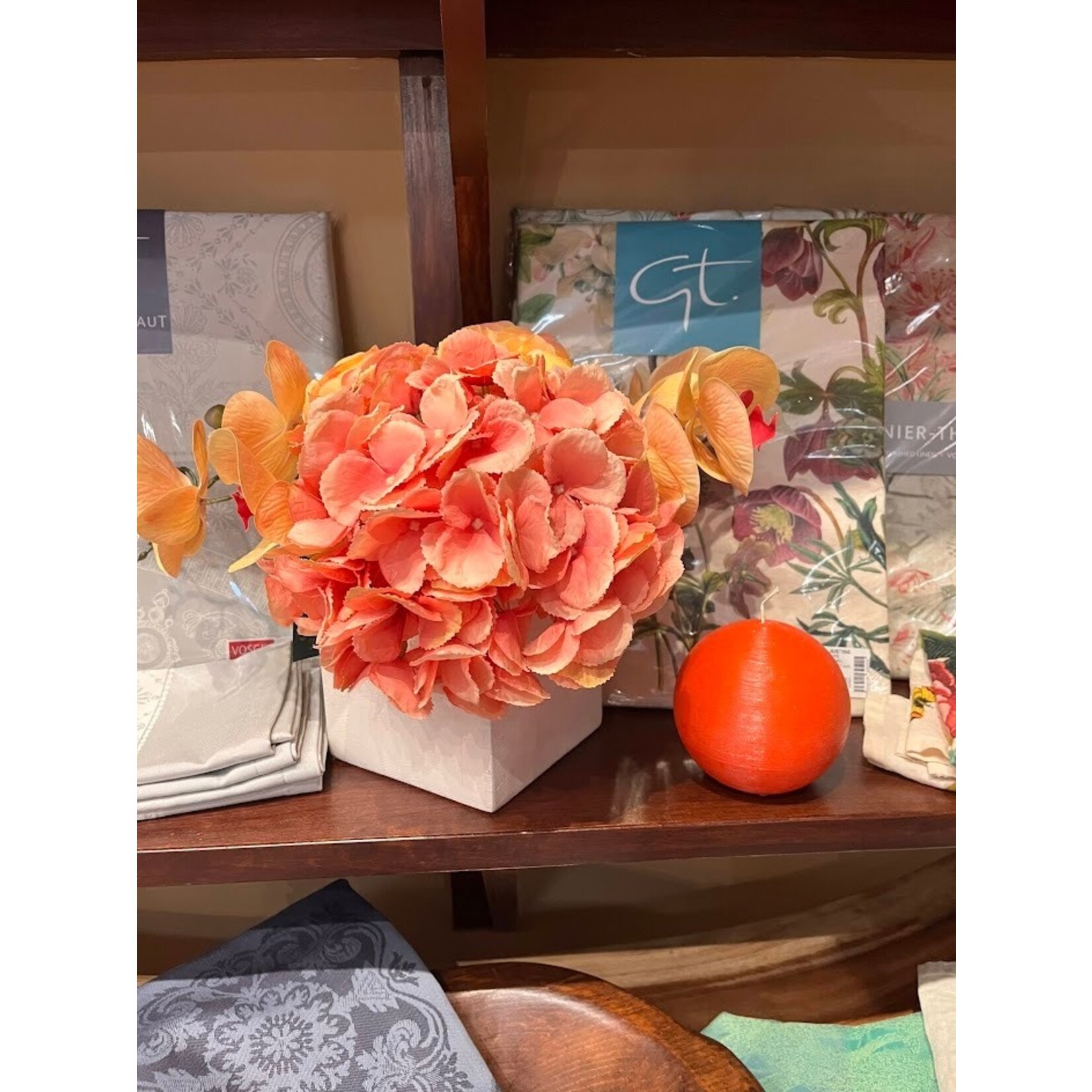 The Ivy Guild Coral Hydrangeas & Orchids Faux Floral Arrangement