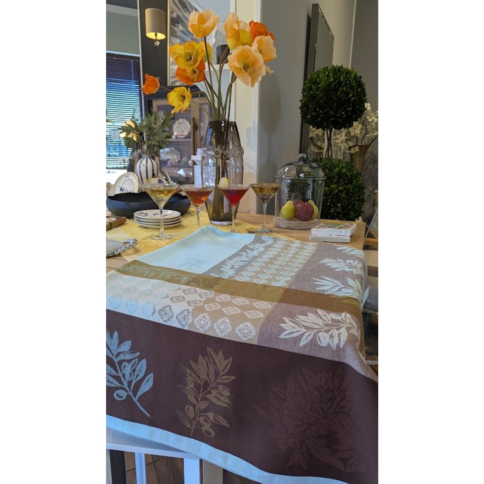 Provence Distributions Rectangle Olivado Turquoise 98x62 Tablecloth