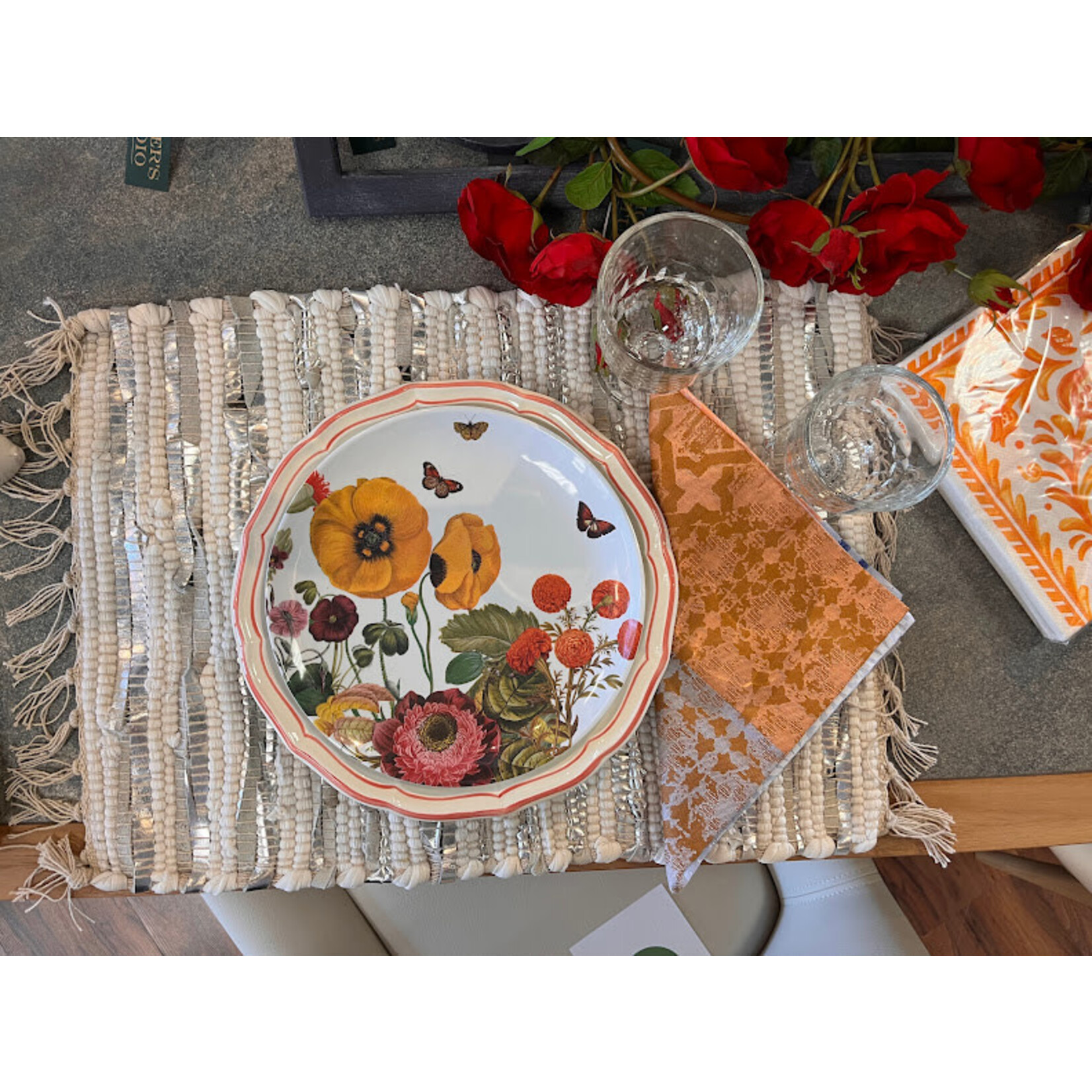 Saro Trading Company Foil Stripe Chindi Placemat