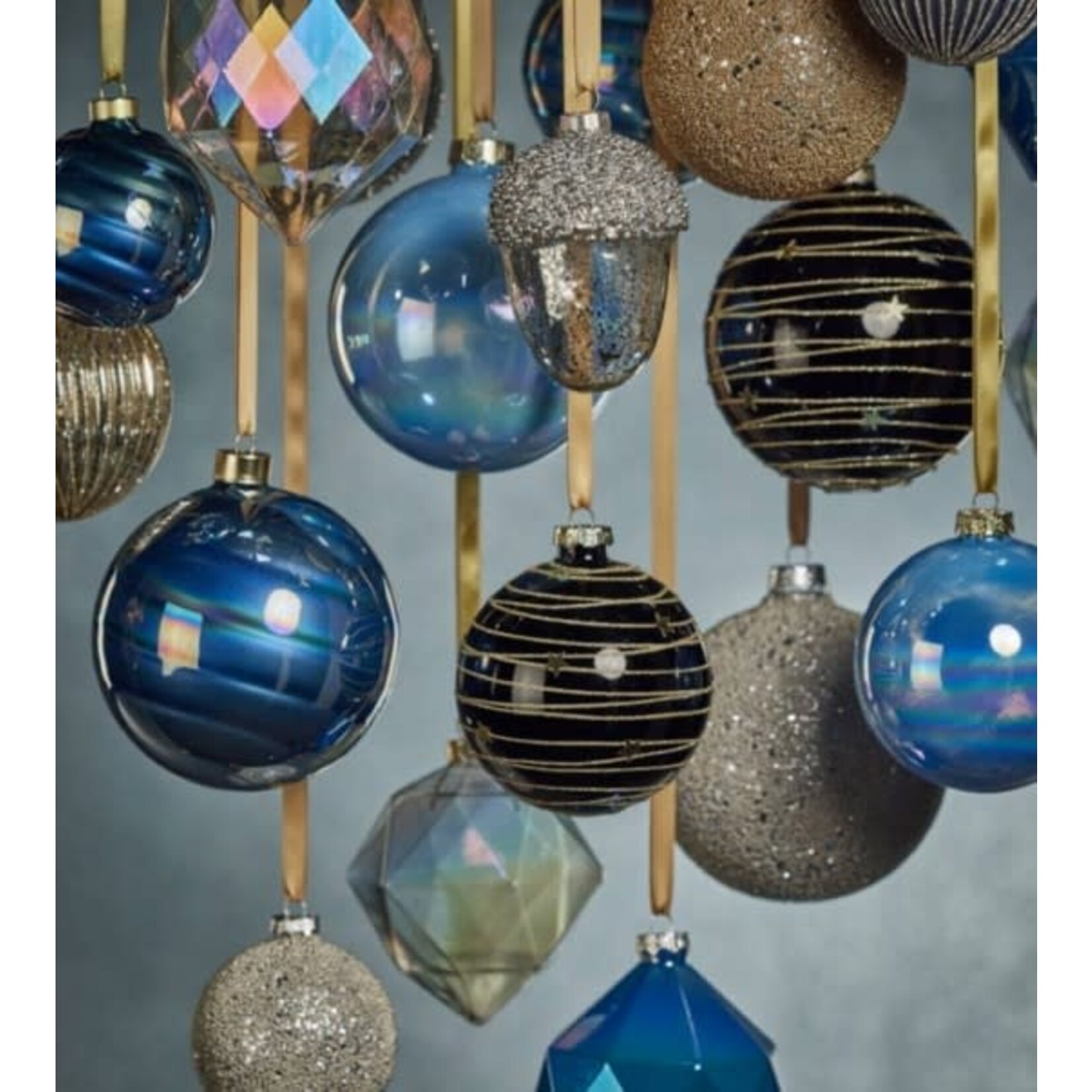 Zodax Black Stars & Gold Glitter Glass Ball Ornament 4"