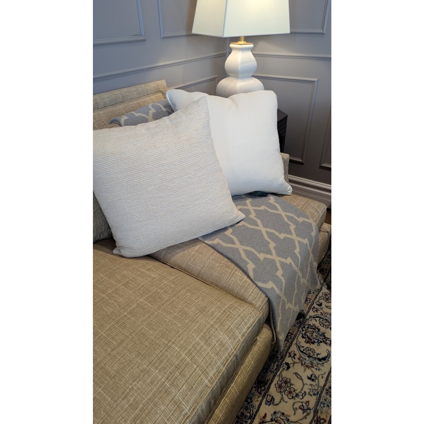 E.J. Victor Cream Feather Throw Pillow 20x20