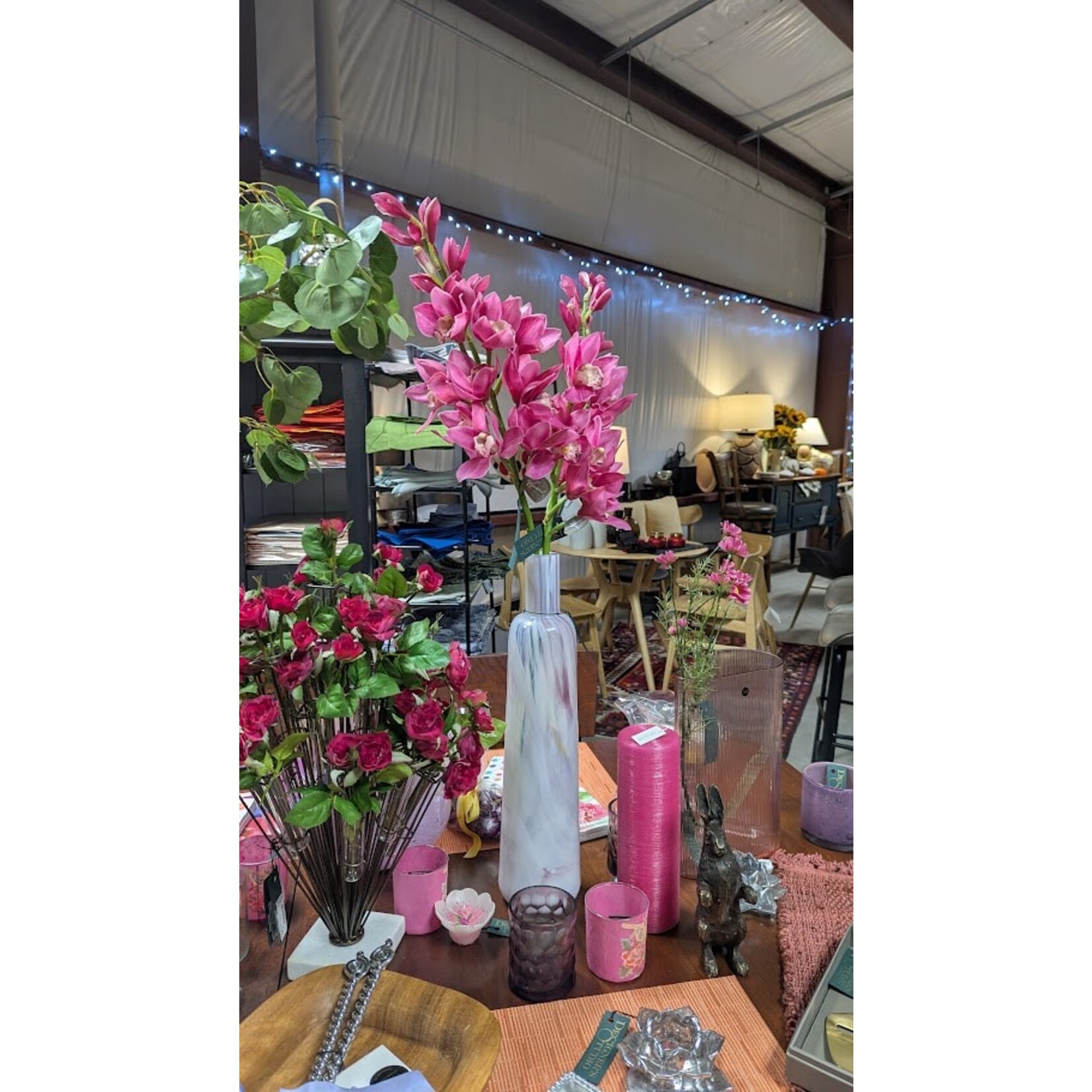 Winward Home Artificial Pink Orchid Cymbidium Stem 35"