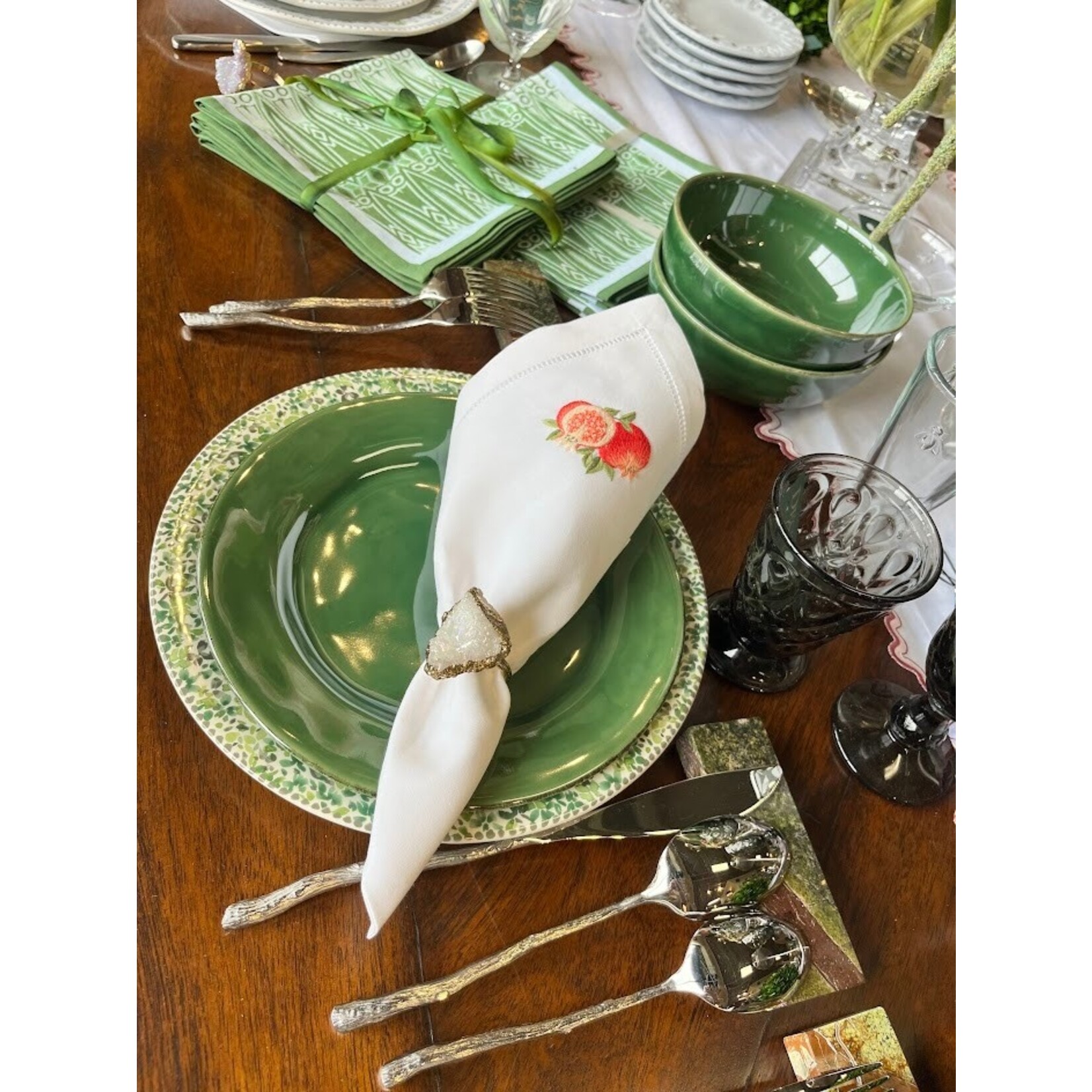 Stone International Marble Cutlery Holders Black Forest Green Set of 8