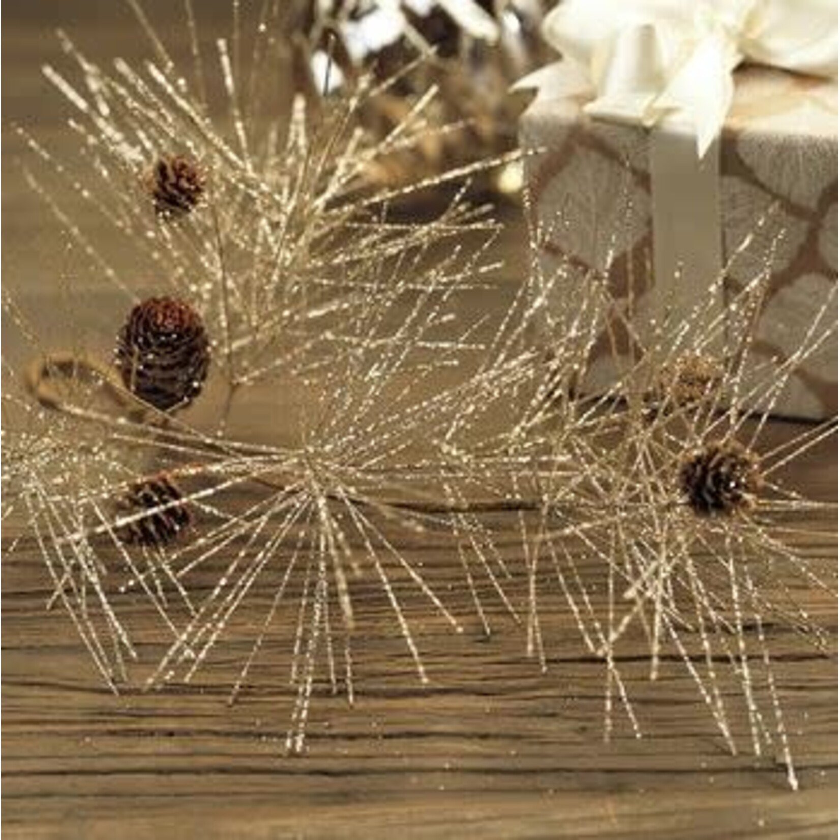 Zodax Champagne Spruce & Pinecone Pick