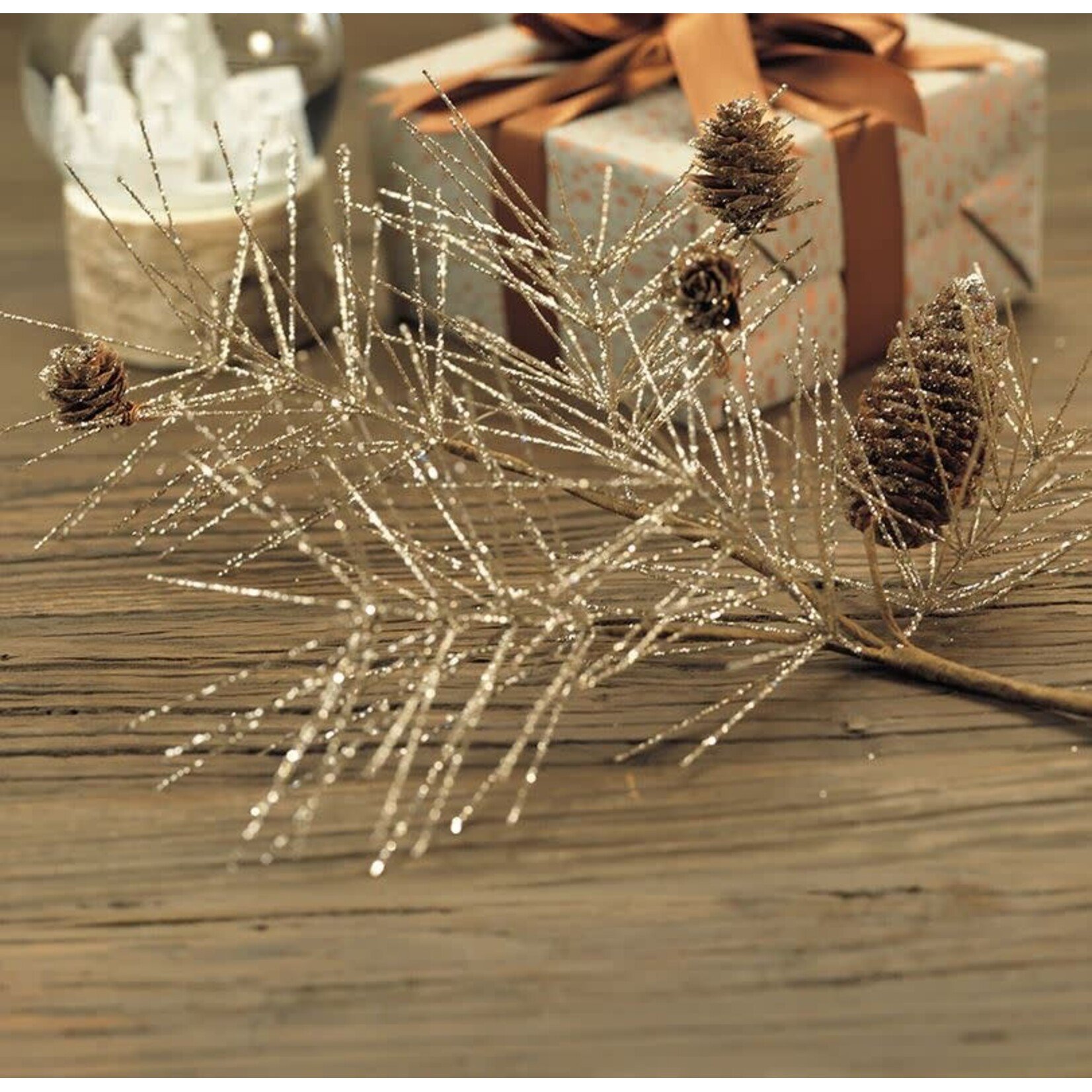 Zodax Champagne Spruce & Pinecone Pick