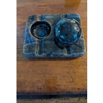 Carole Stupell LTD Black Amber Alabaster Double Cigar Pipe Ashtray with Sphere Paperweight