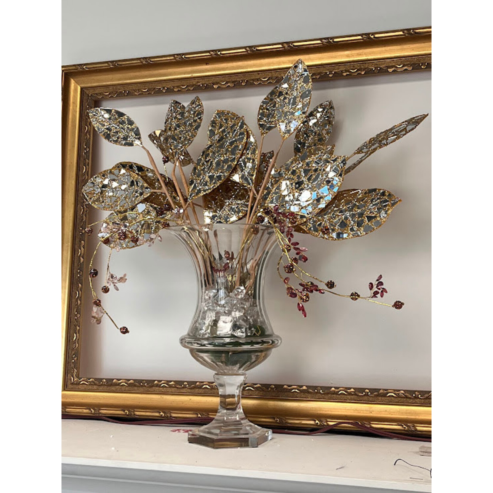 Winward Floral & Seasonal Decor Mosaic Mirror Magnolia Pick 20'' Gold