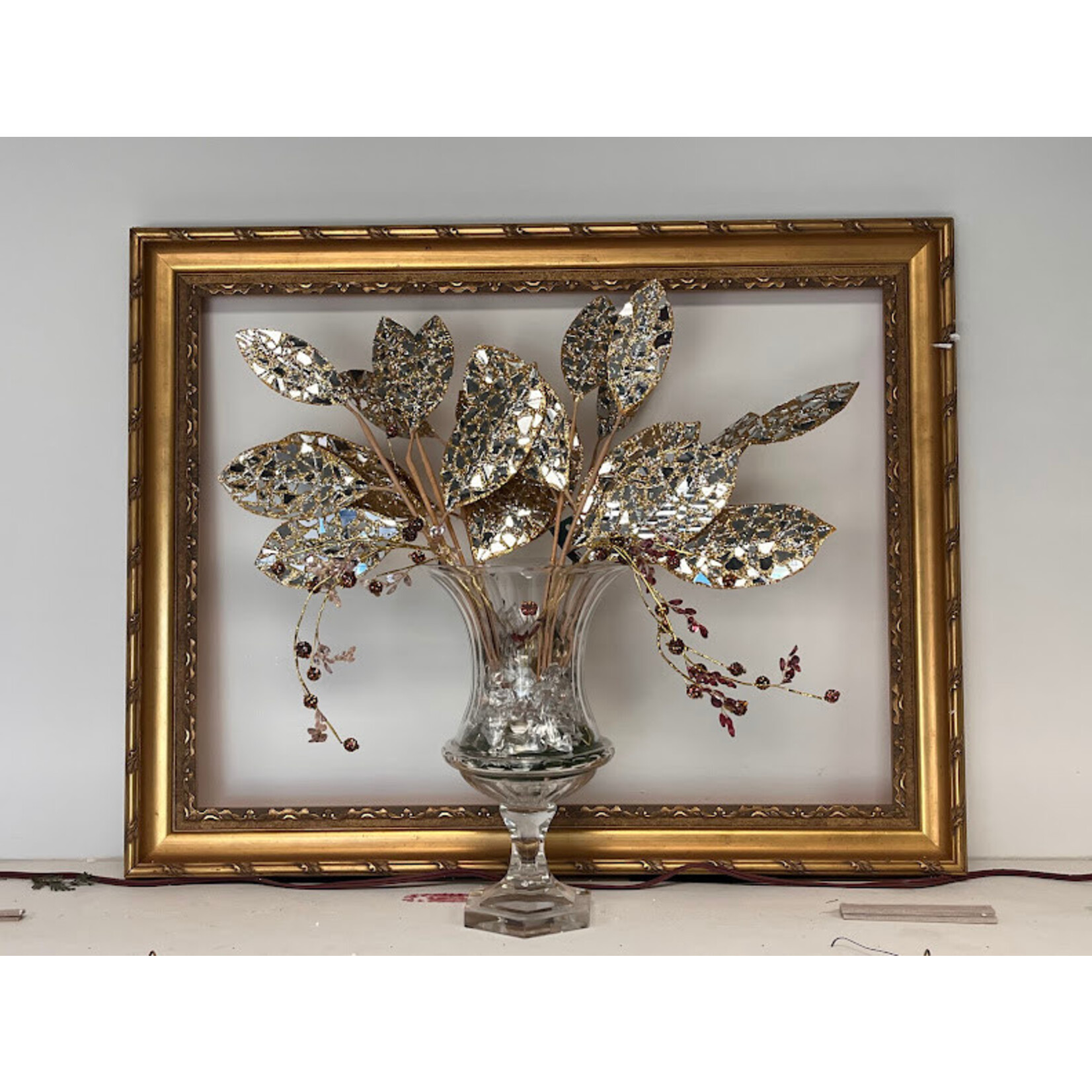 Winward Floral & Seasonal Decor Mosaic Mirror Magnolia Pick 20'' Gold