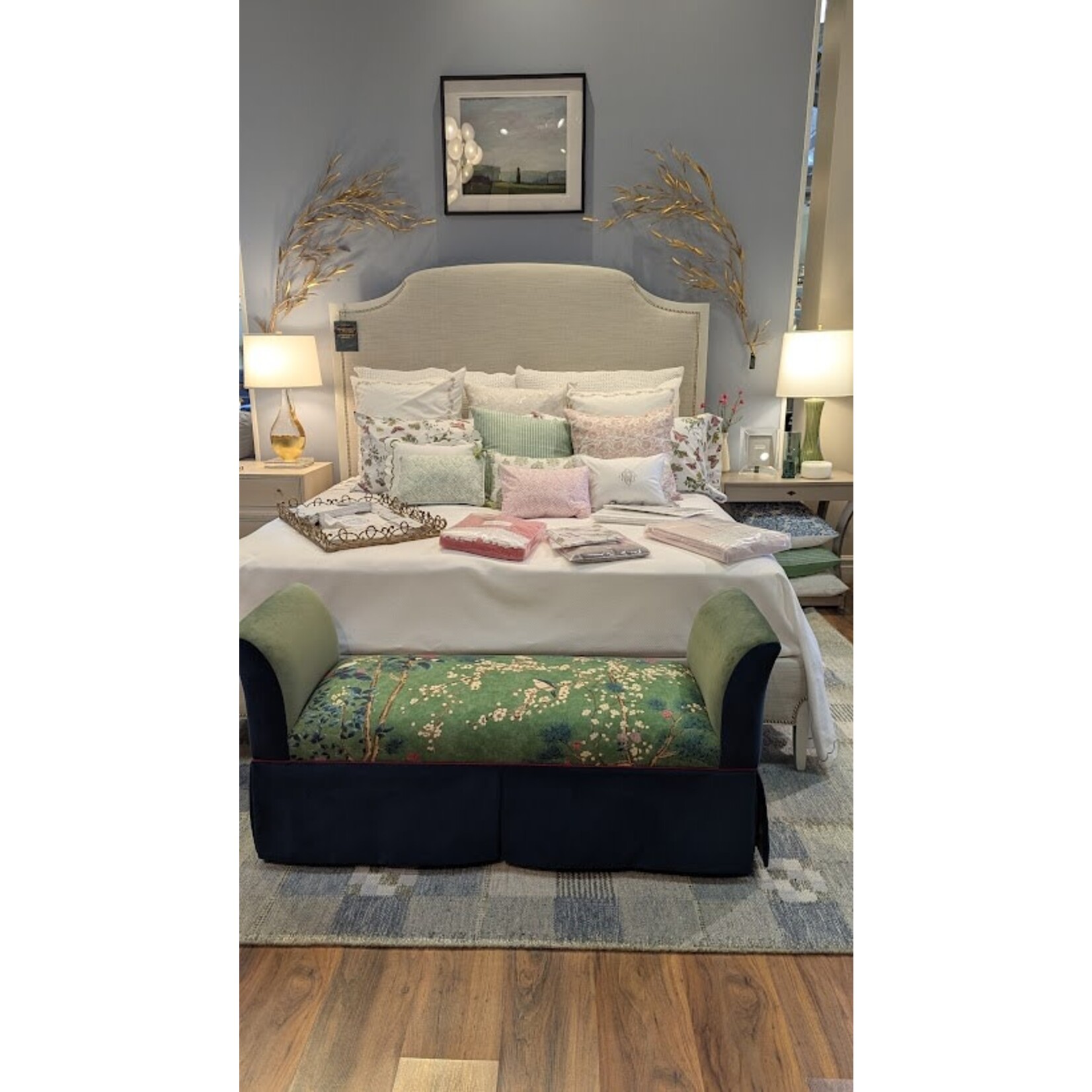 Vanguard Furniture Lillet Stocked King Bed  Neiman Pearl  Sparrow Finish