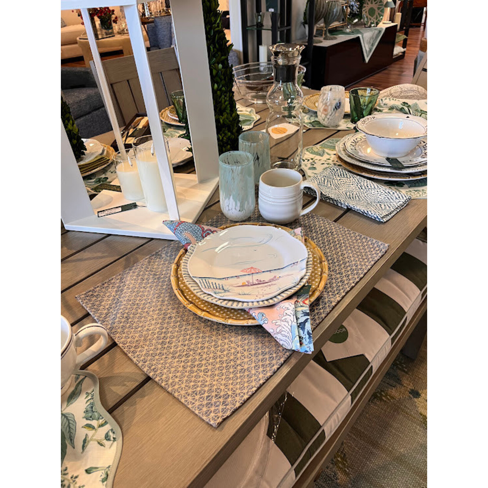 Anaya Coastal Breeze Indigo Blue Indoor Outdoor Placemat