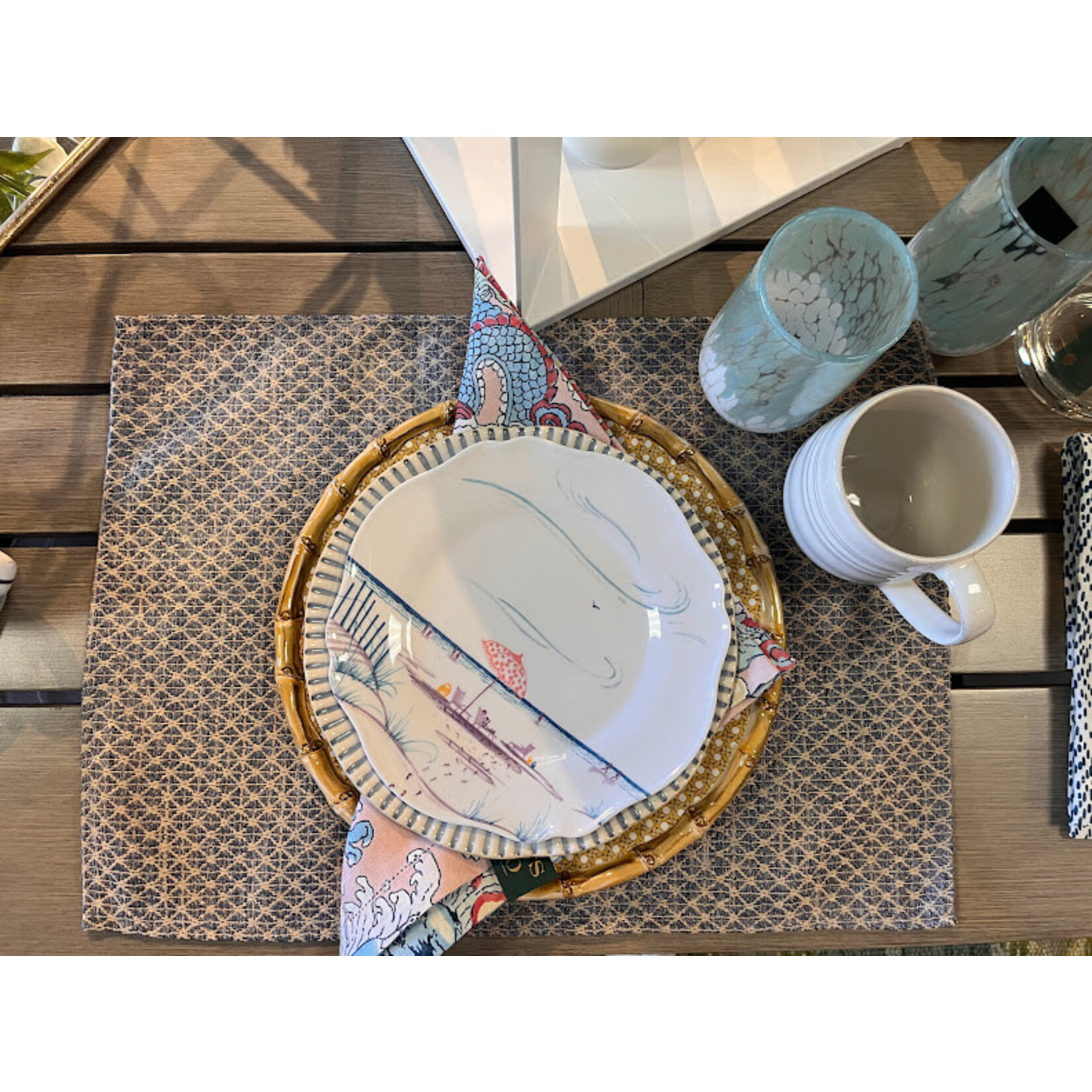 Anaya Coastal Breeze Indigo Blue Indoor Outdoor Placemat