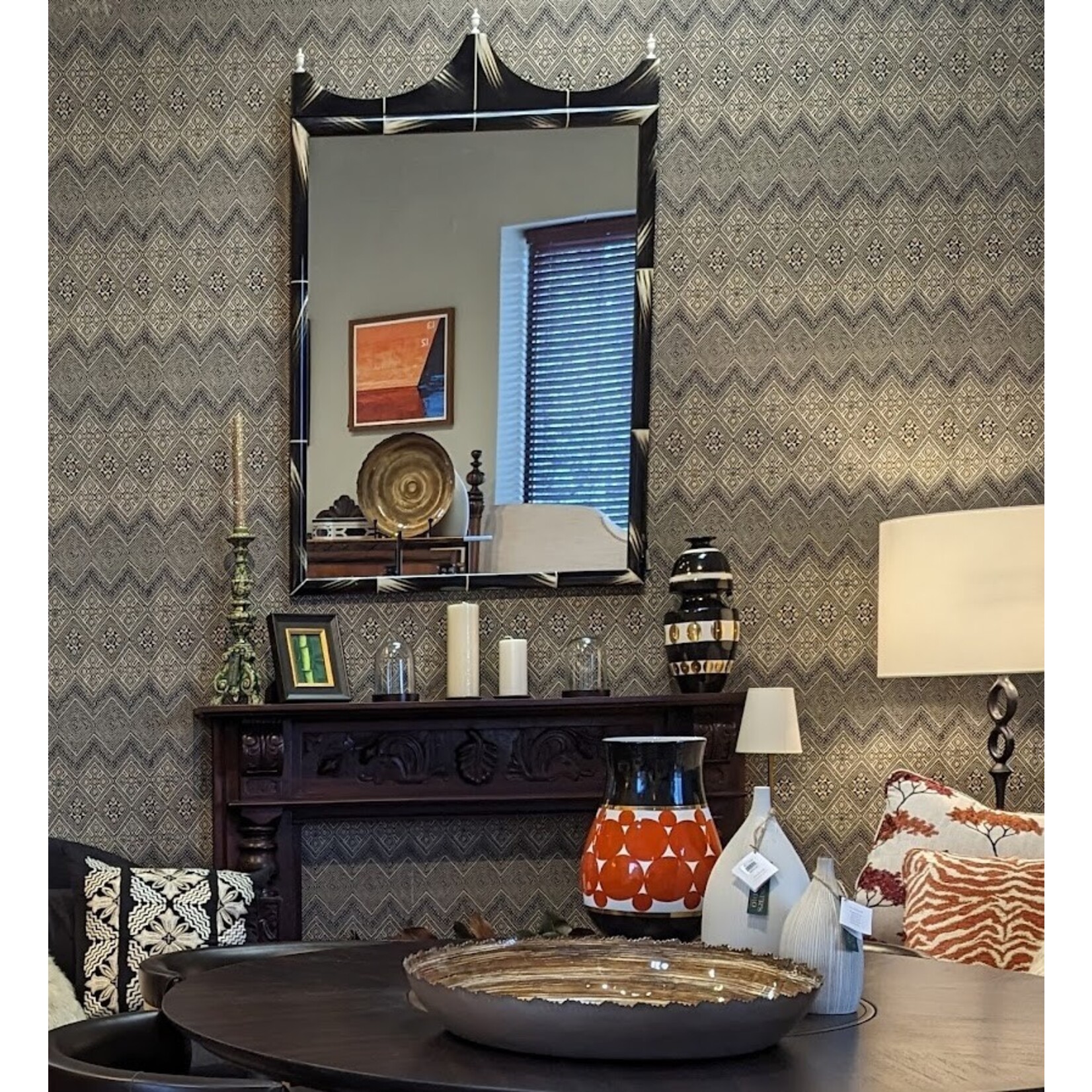 Currey & Company De Luca Black & Orange Vase