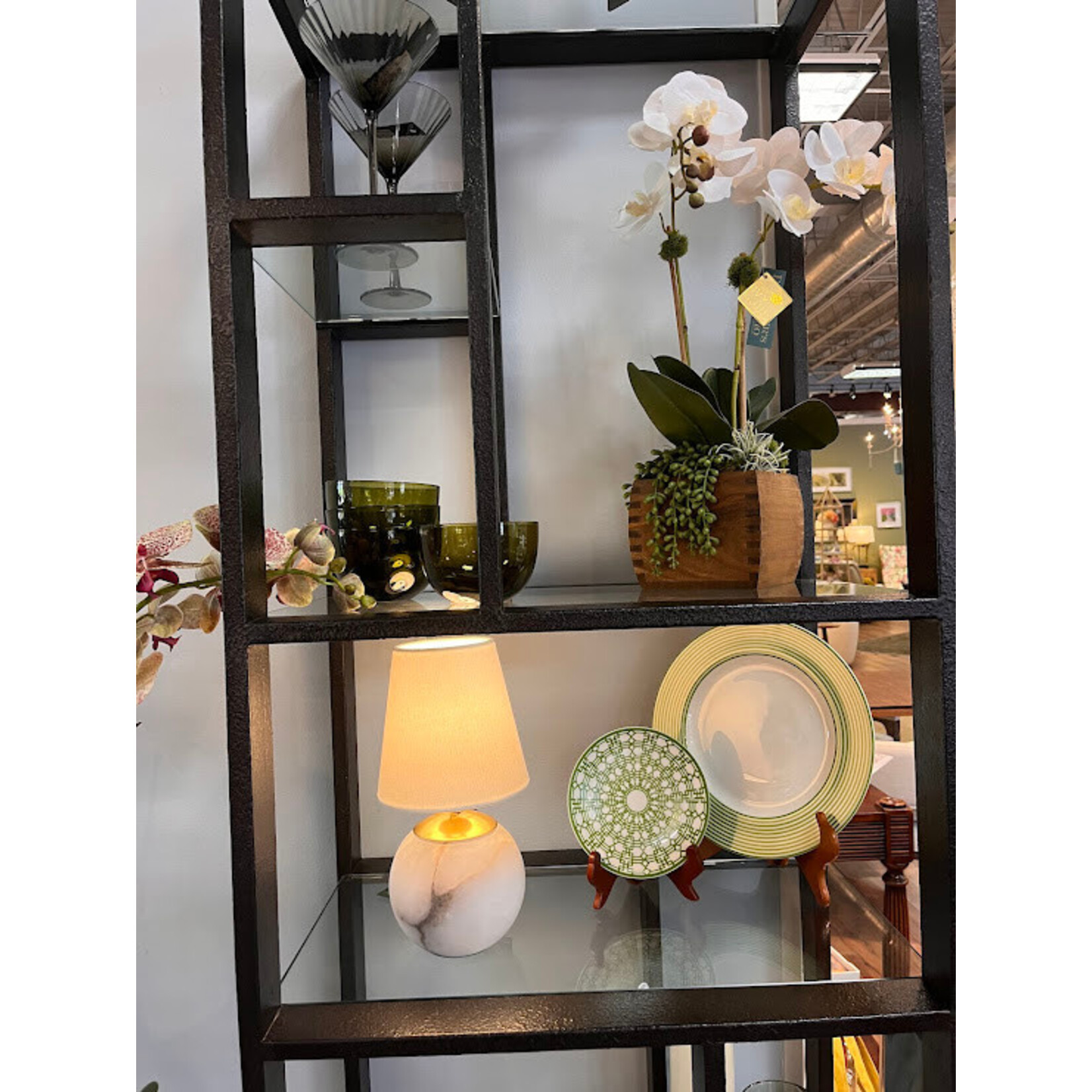 Visual Comfort Terri 12" Cordless Accent Lamp in Alabaster with Linen Shade