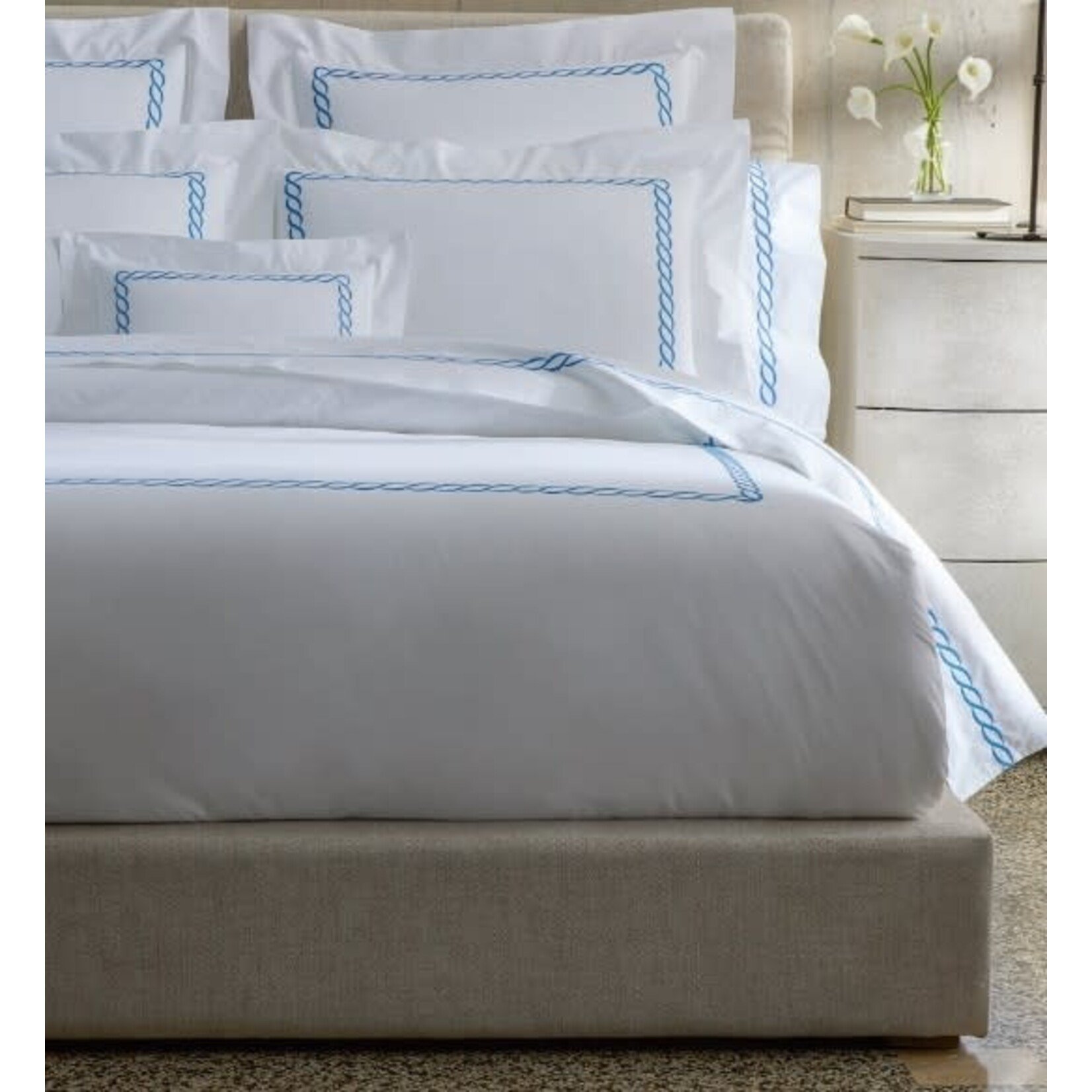 Matouk Classic Chain Boudoir Sham Hazy Blue