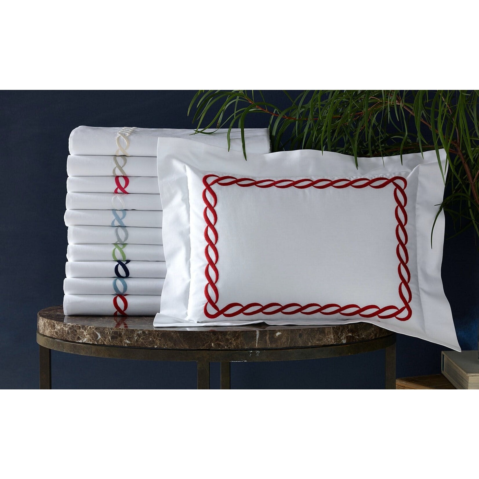 Matouk Classic Chain Boudoir Sham Hazy Blue