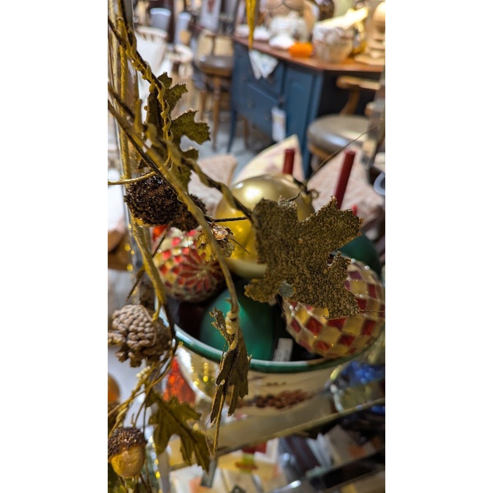 Winward Floral & Seasonal Decor Oak Leaf & Gold Acorn Faux Garland 38"