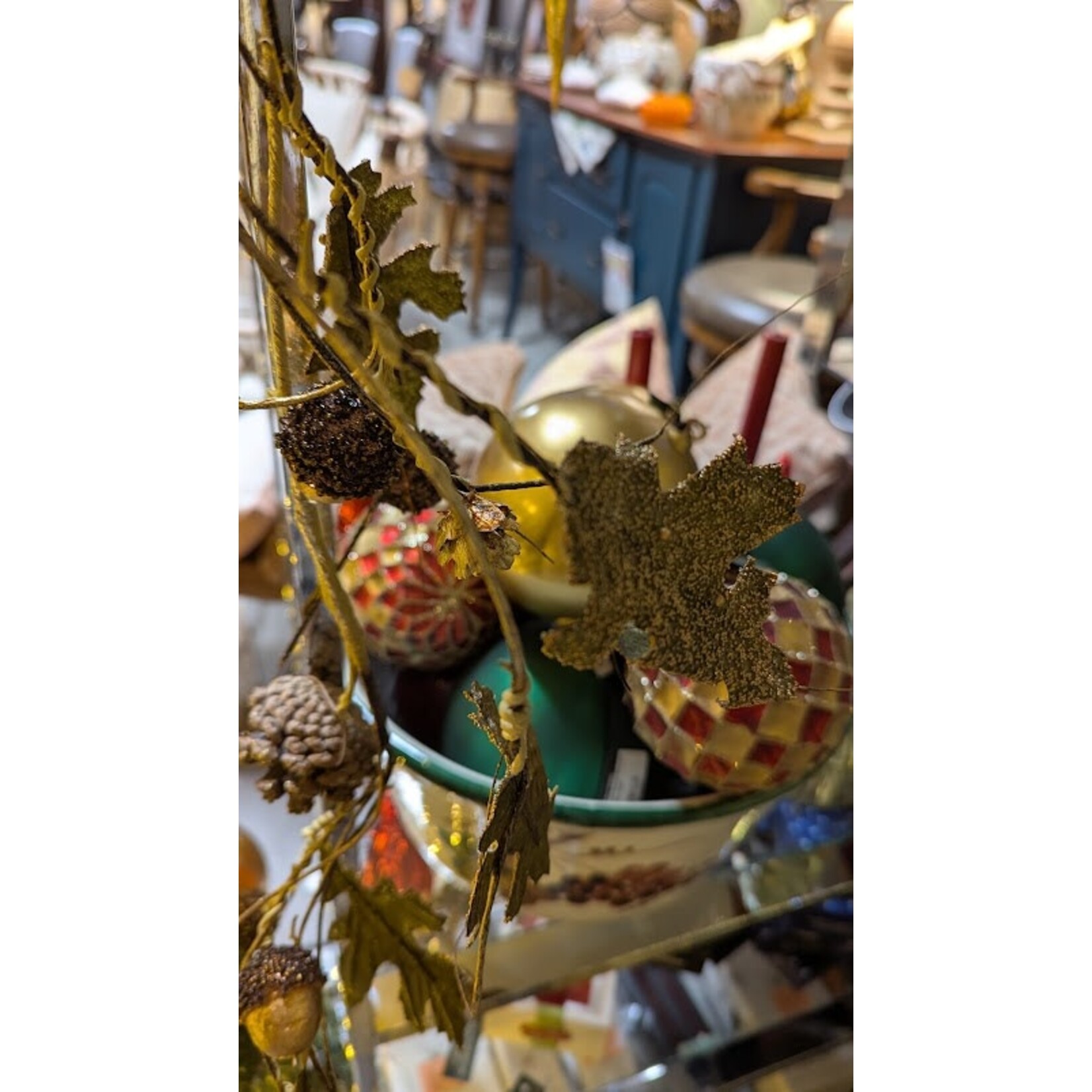 Winward Home Faux Oak Leaf & Gold Acorn Garland 38"