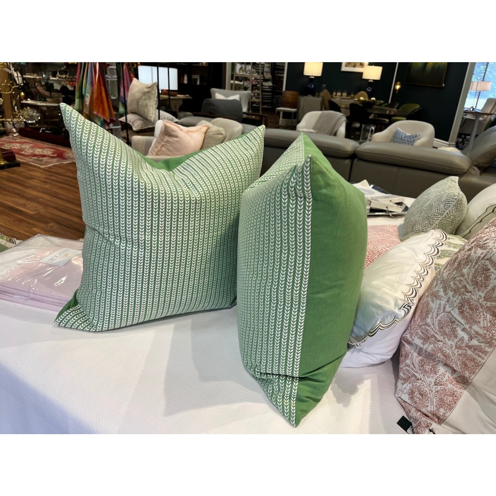 John Robshaw Textiles Maham Sage Decorative Pillow 22x22 with Insert