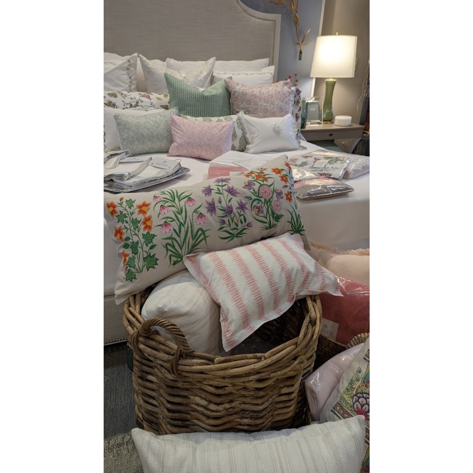 John Robshaw Textiles Garden Party Bolster Pillow with Insert 17"x32"