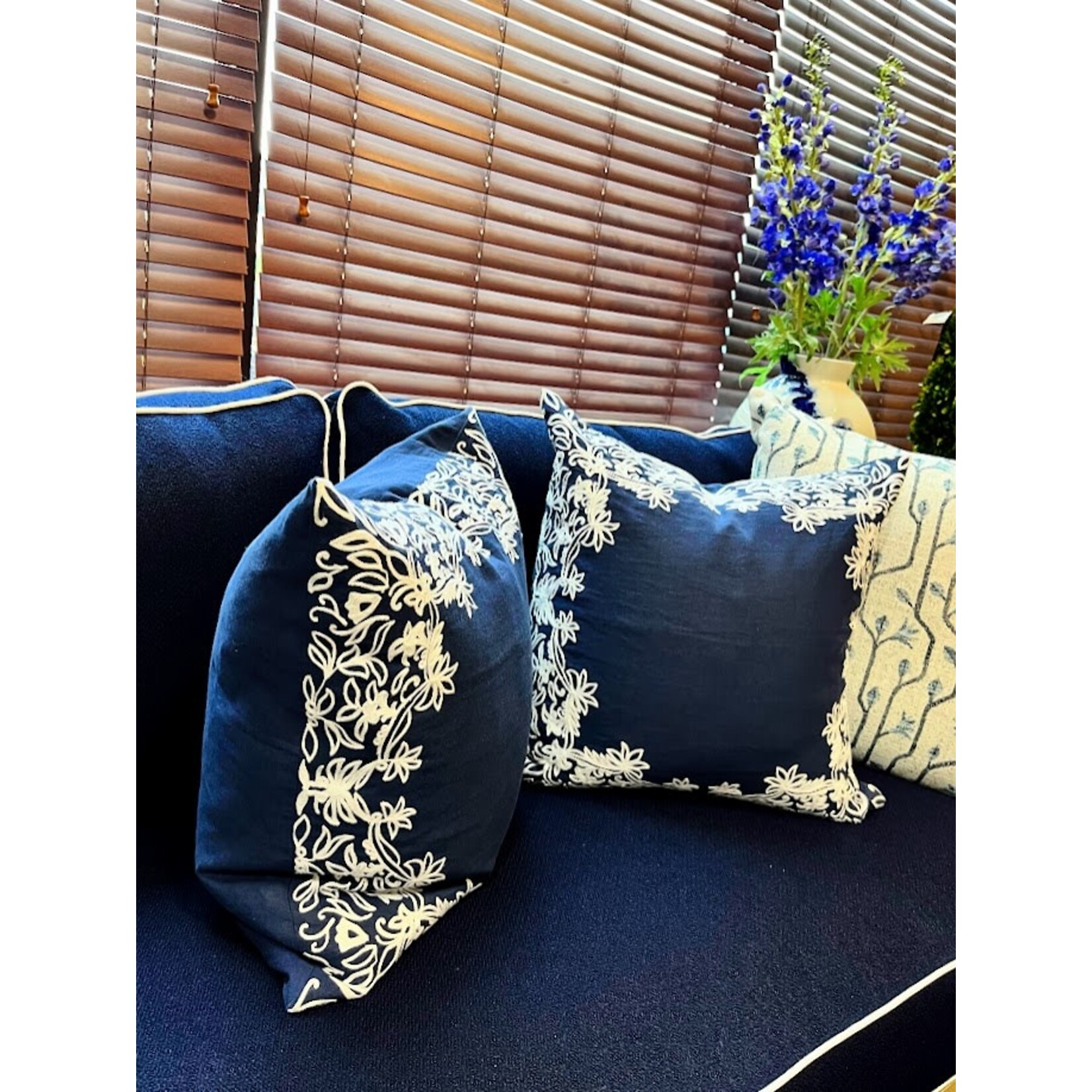 John Robshaw Textiles Majjan Indigo Pillow