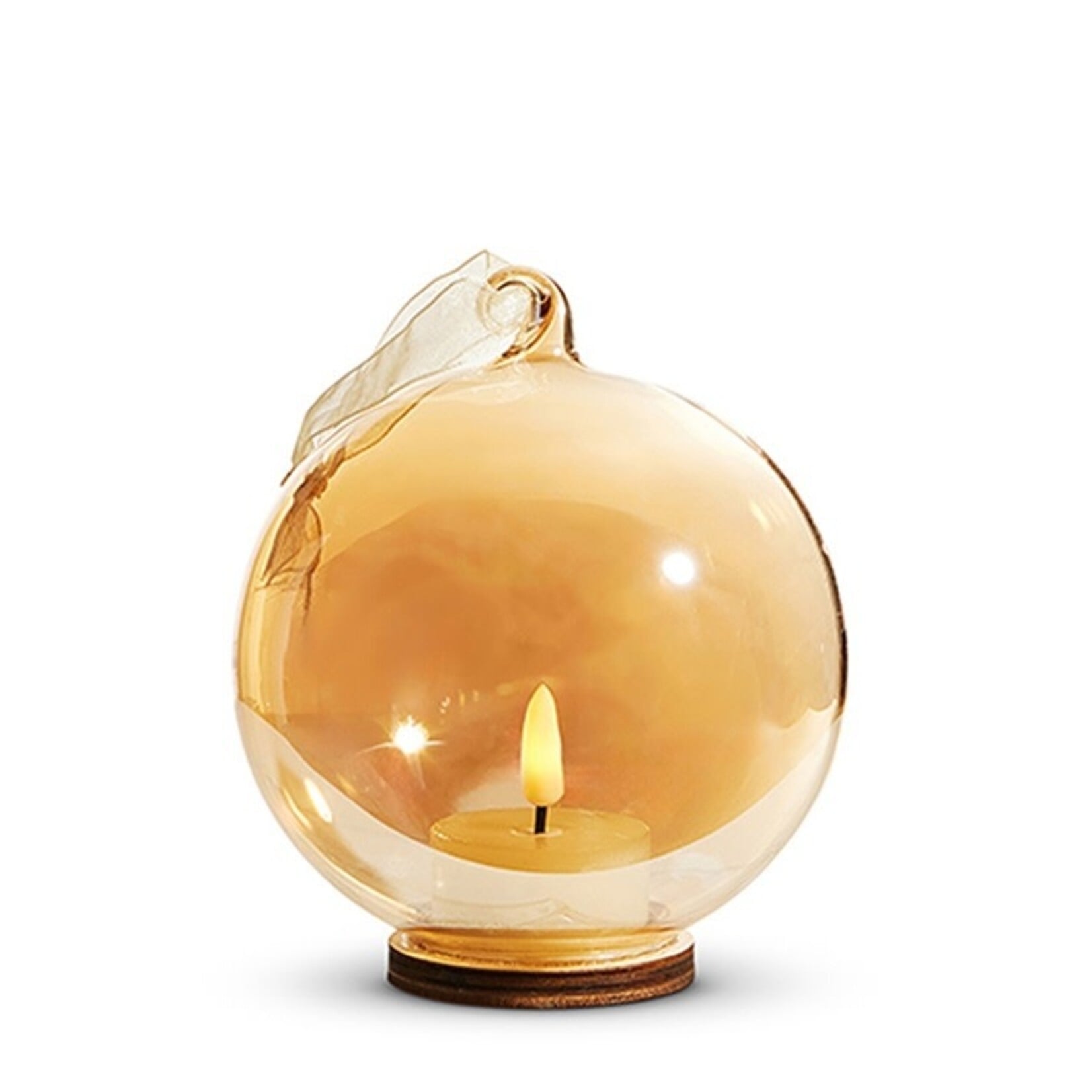 RAZ Imports Gold Glass Ball & Ivory Tealight Ornament 5.5"