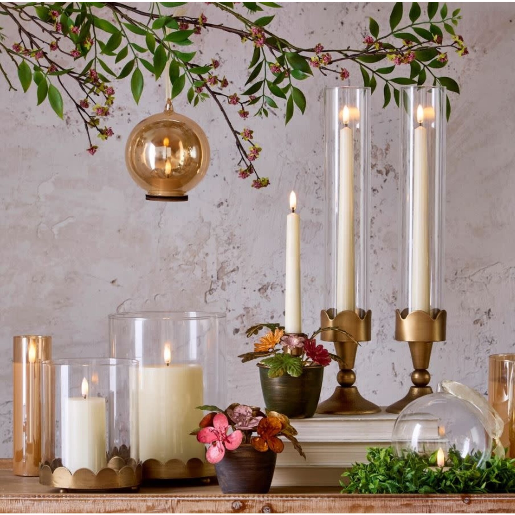 RAZ Imports Gold Glass Ball & Ivory Tealight Ornament 5.5"
