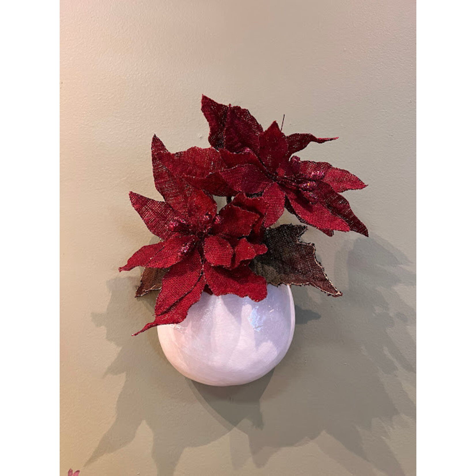 Katherine's Collection Red Burlap Poinsettia Spikes