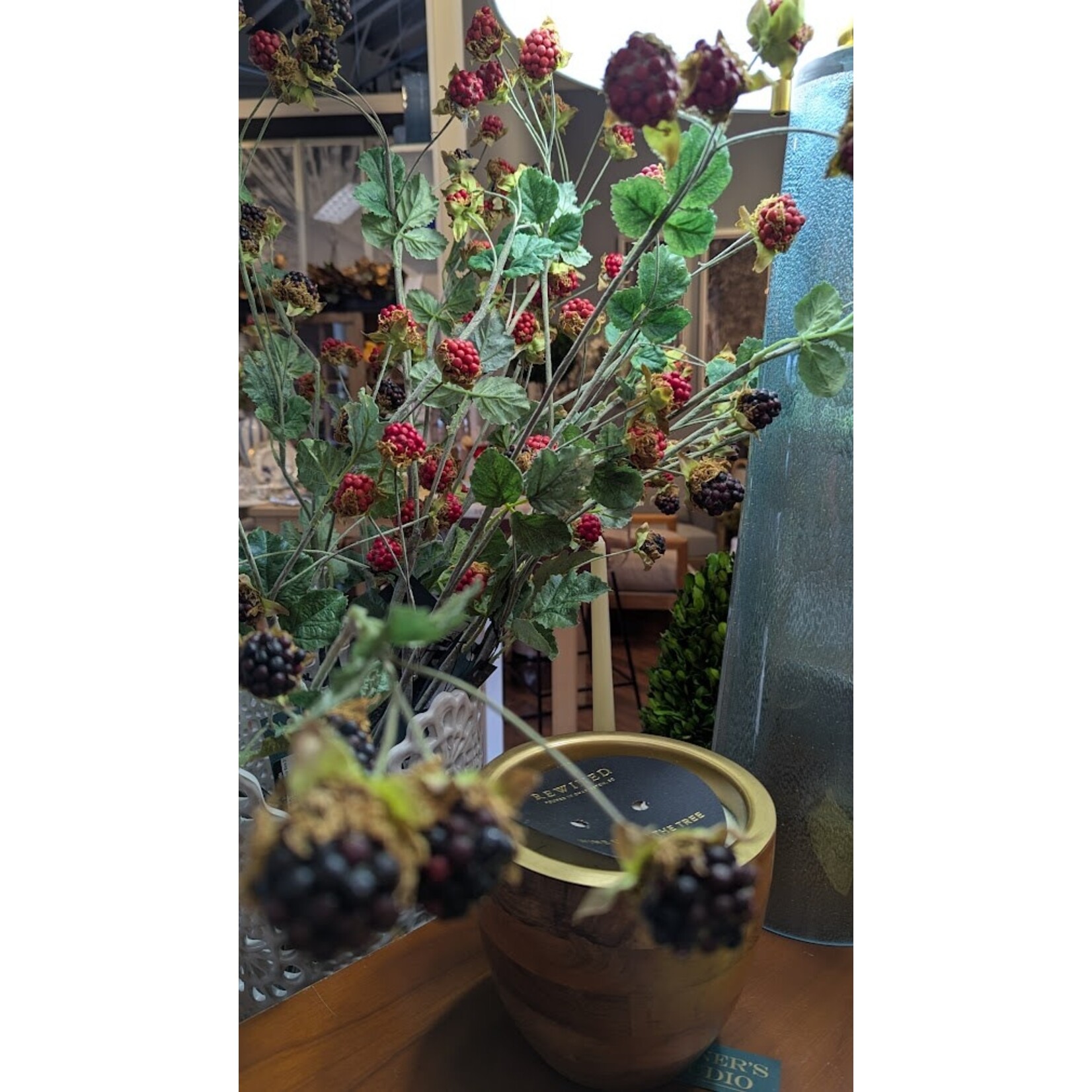 Napa Home and Garden Wild Raspberry Faux Stem 31"