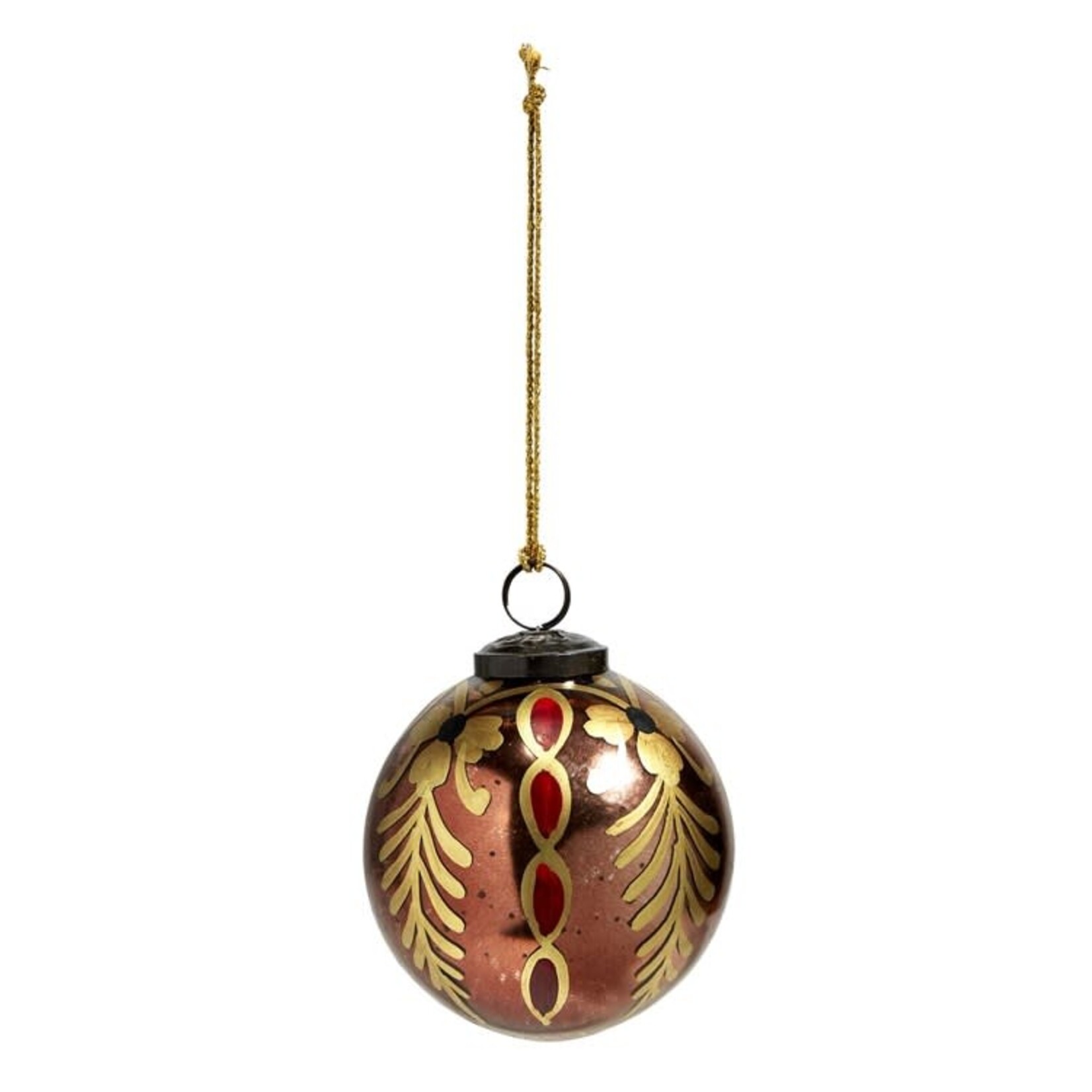 RAZ Imports Copper Patterned Ball Ornament 3.75"
