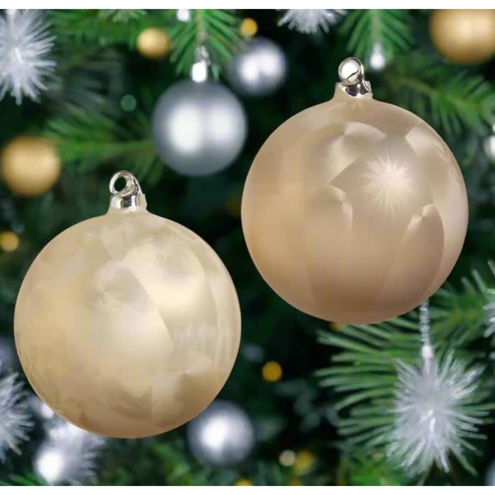 RAZ Imports Champagne Shimmer Ball Ornament 5"